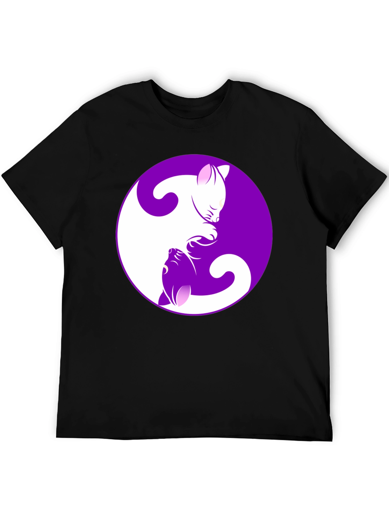 Yin Yang Cats Black T-Shirt - Harmony & Balance