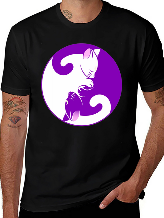 Yin Yang Cats Black T-Shirt - Harmony & Balance