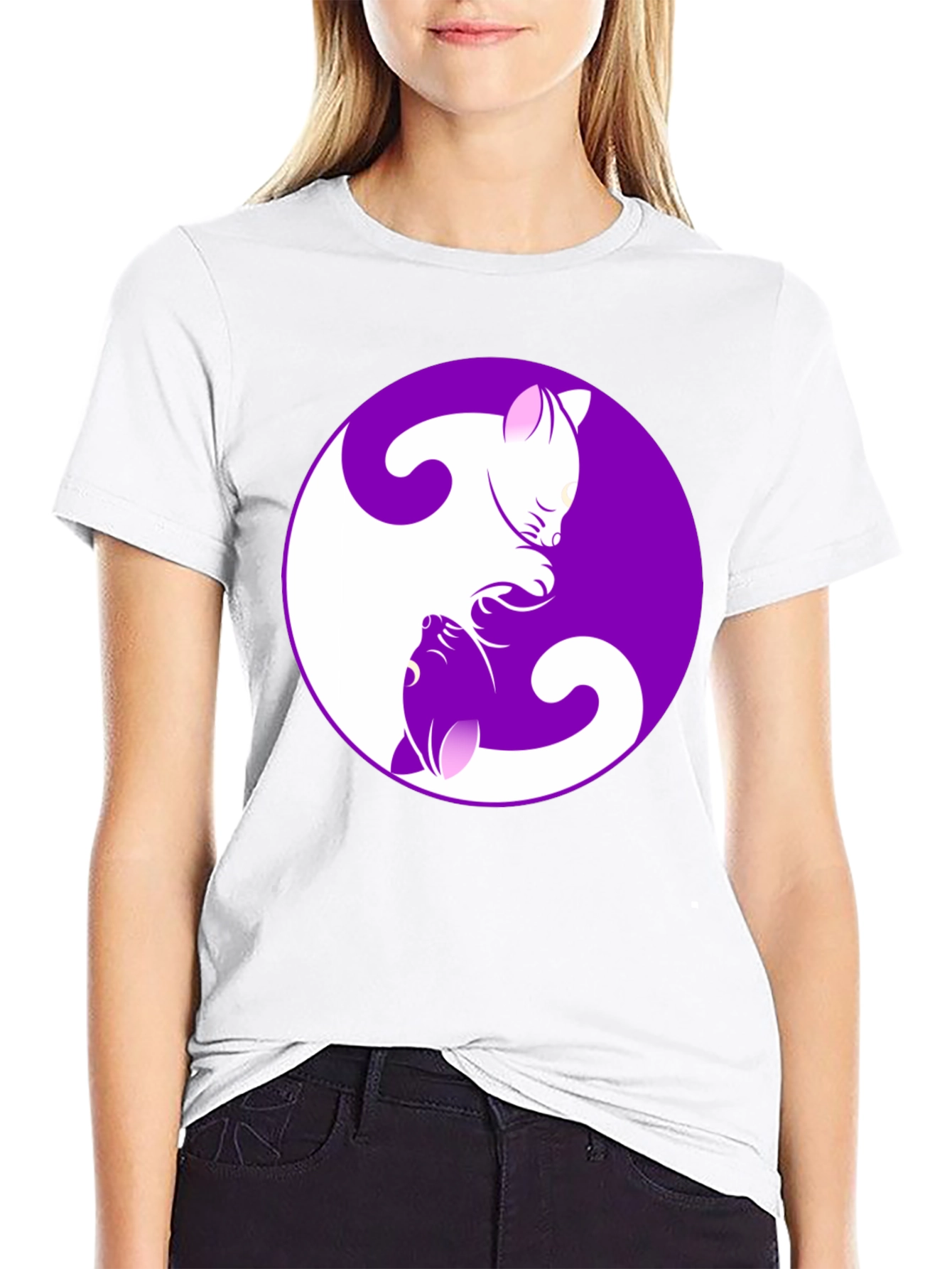 Yin Yang Cats Black T-Shirt - Harmony & Balance