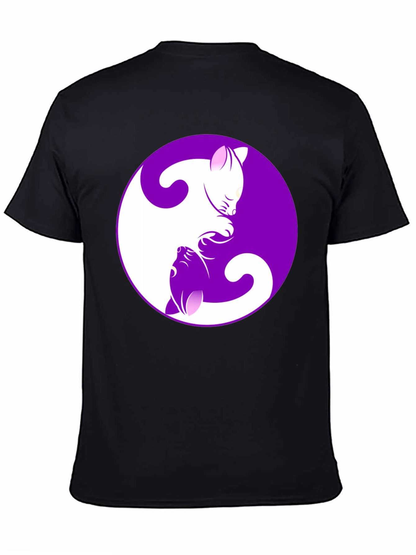 Yin Yang Cats Black T-Shirt - Harmony & Balance