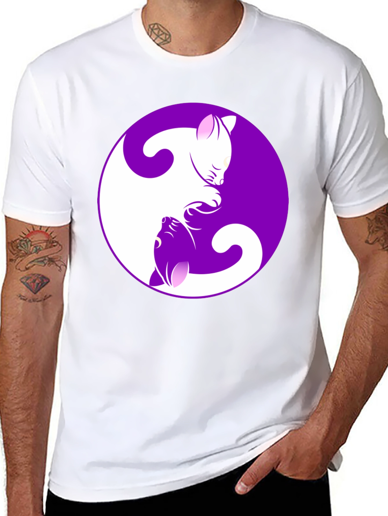 Yin Yang Cats Black T-Shirt - Harmony & Balance