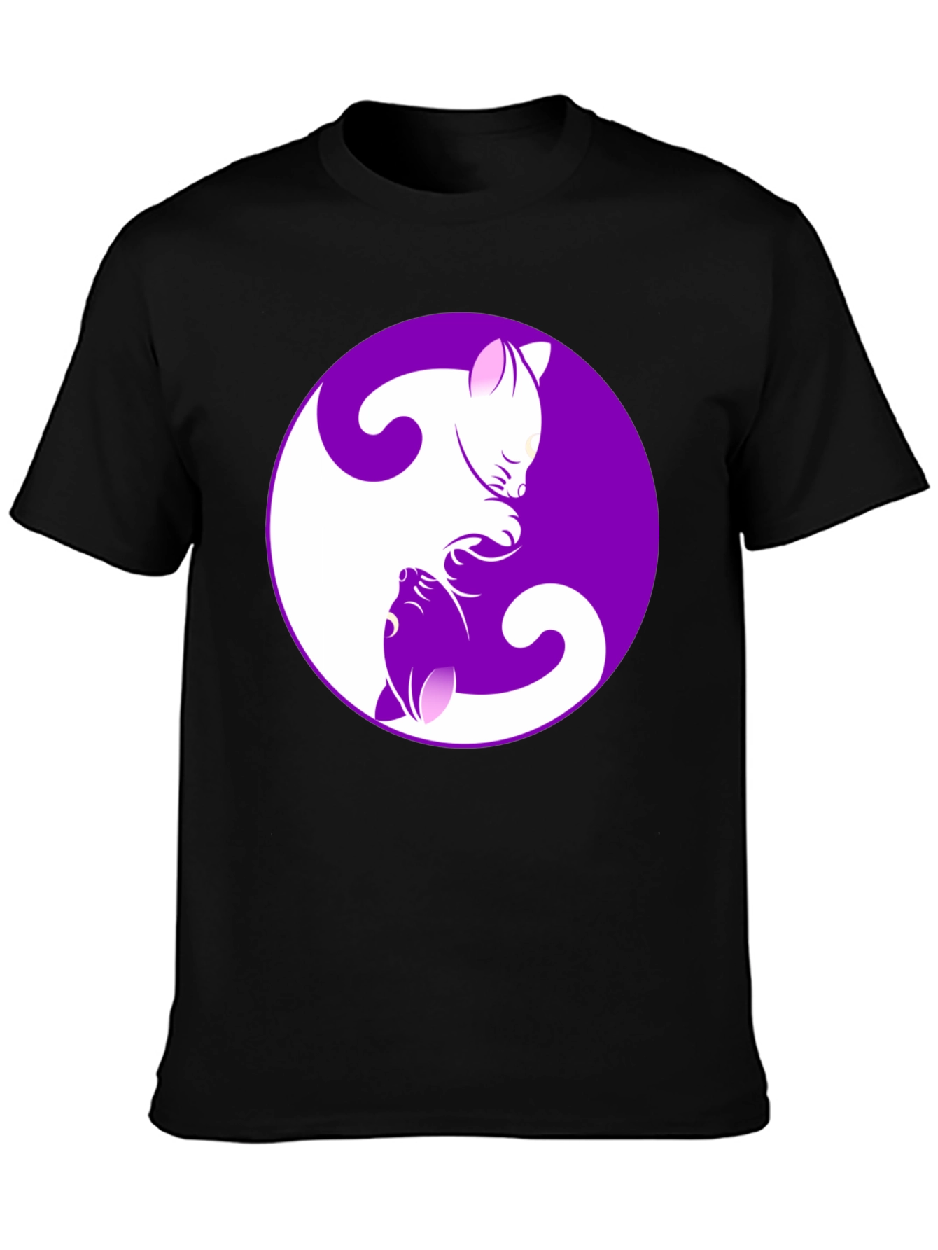Yin Yang Cats Black T-Shirt - Harmony & Balance