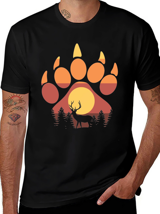 Bear Paw Deer Silhouette Graphic Tee - Nature Lovers Shirt