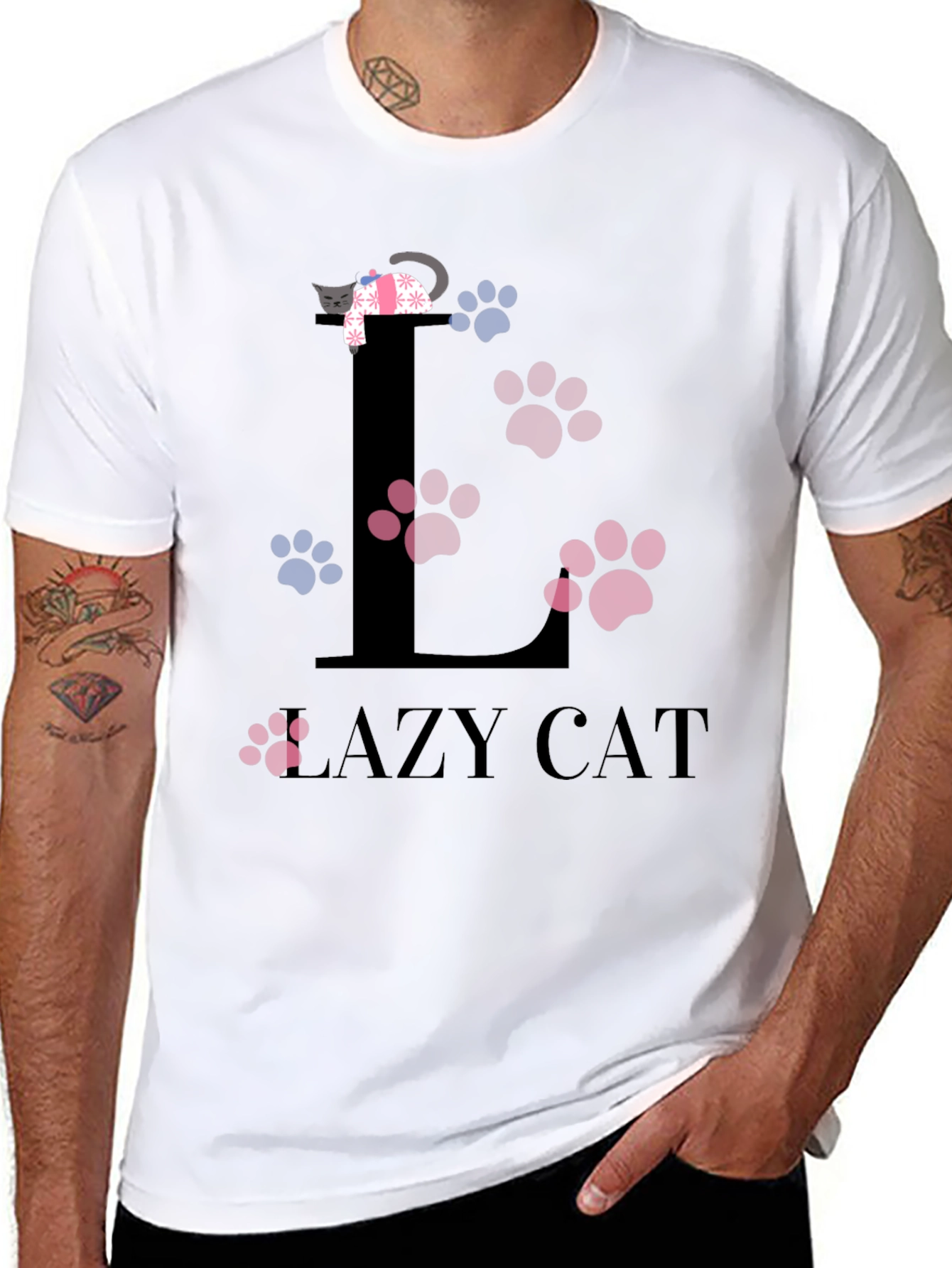 Lazy Cat Graphic T-Shirt - Unisex Cotton Tee