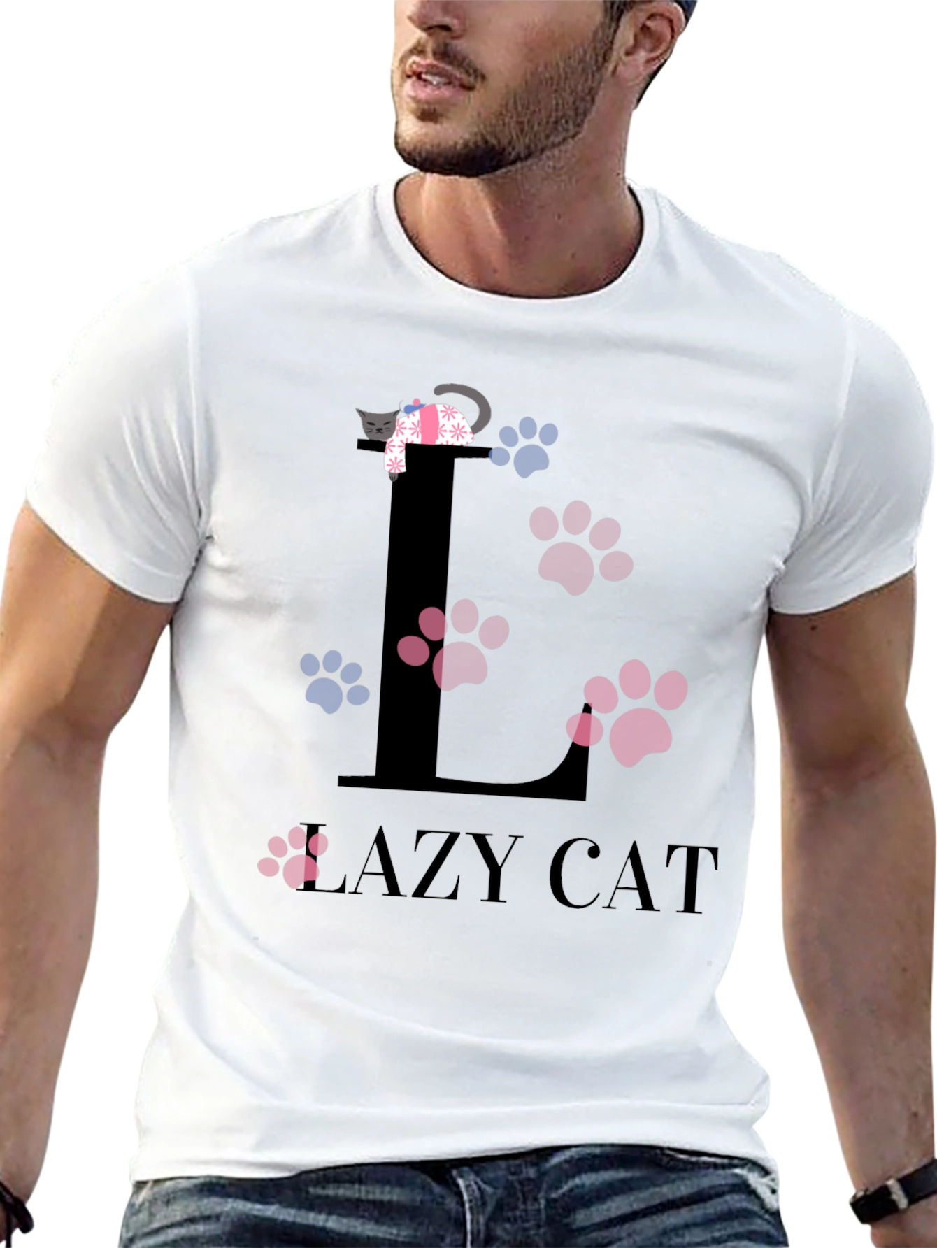 Lazy Cat Graphic T-Shirt - Unisex Cotton Tee