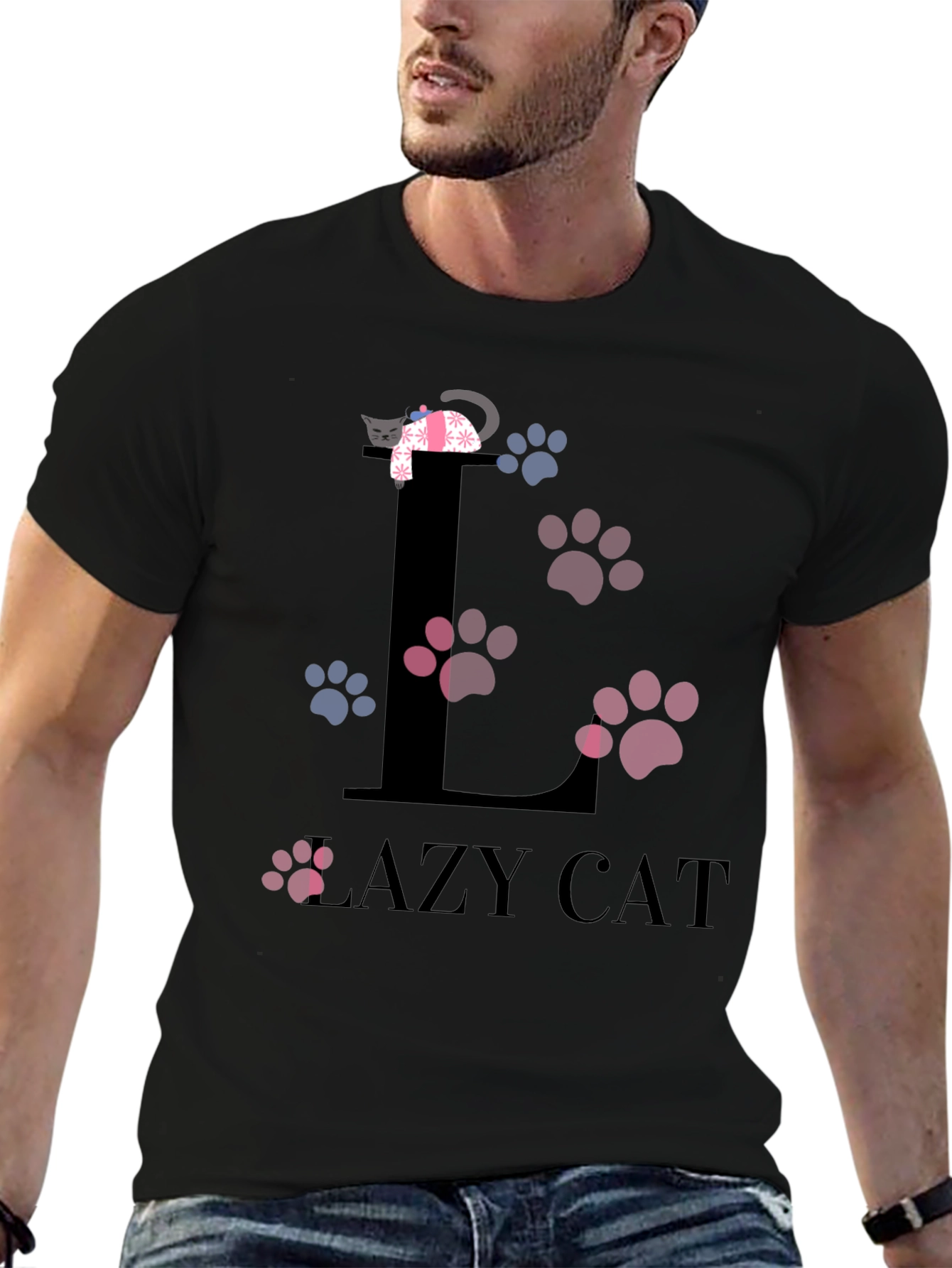 Lazy Cat Graphic T-Shirt - Unisex Cotton Tee