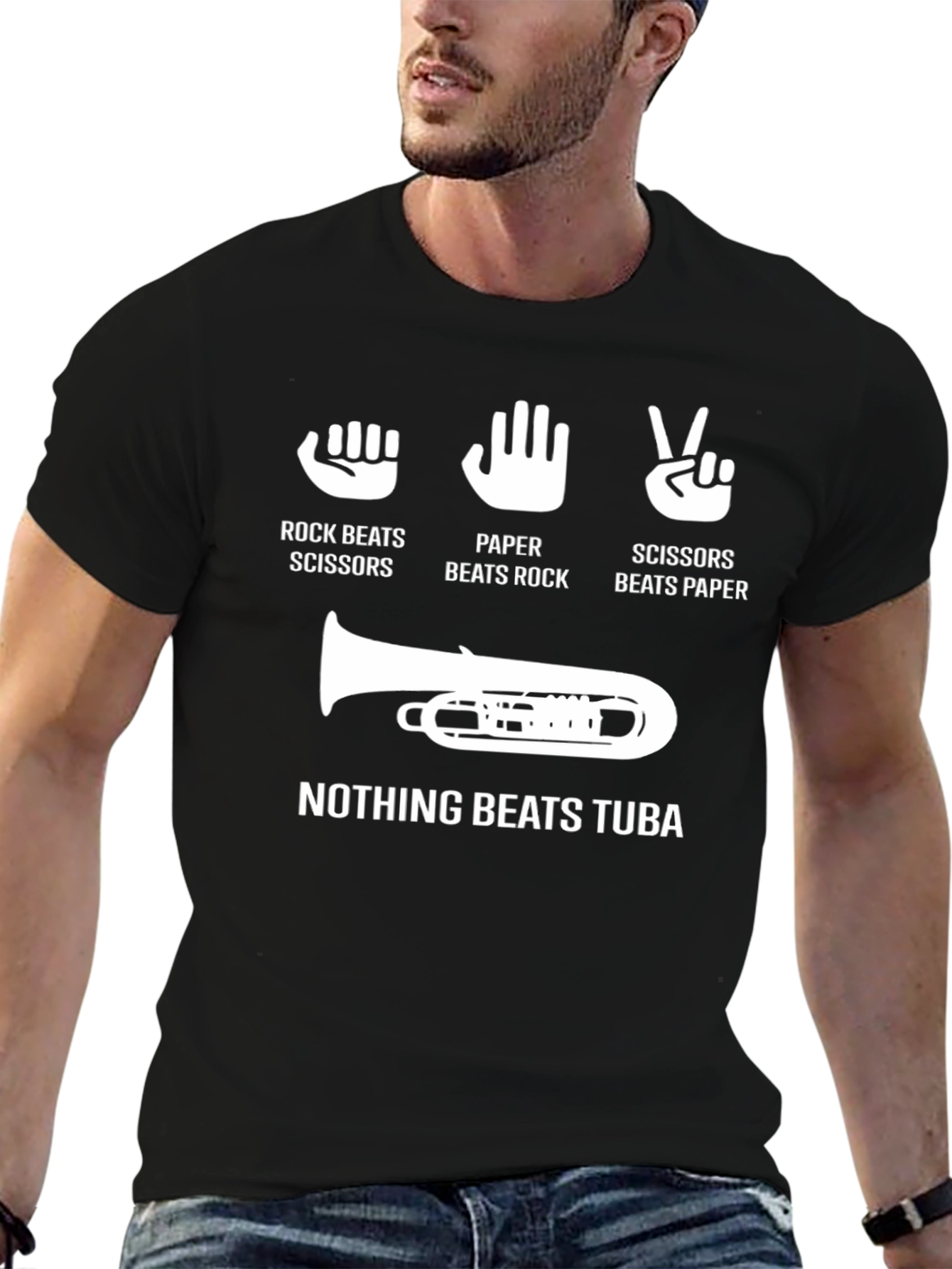 Rock Paper Scissors Tuba Funny Band T-Shirt