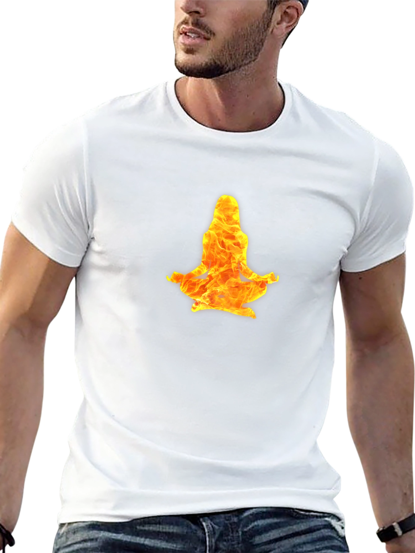 Fiery Yoga Meditation Tee - Black Cotton Blend