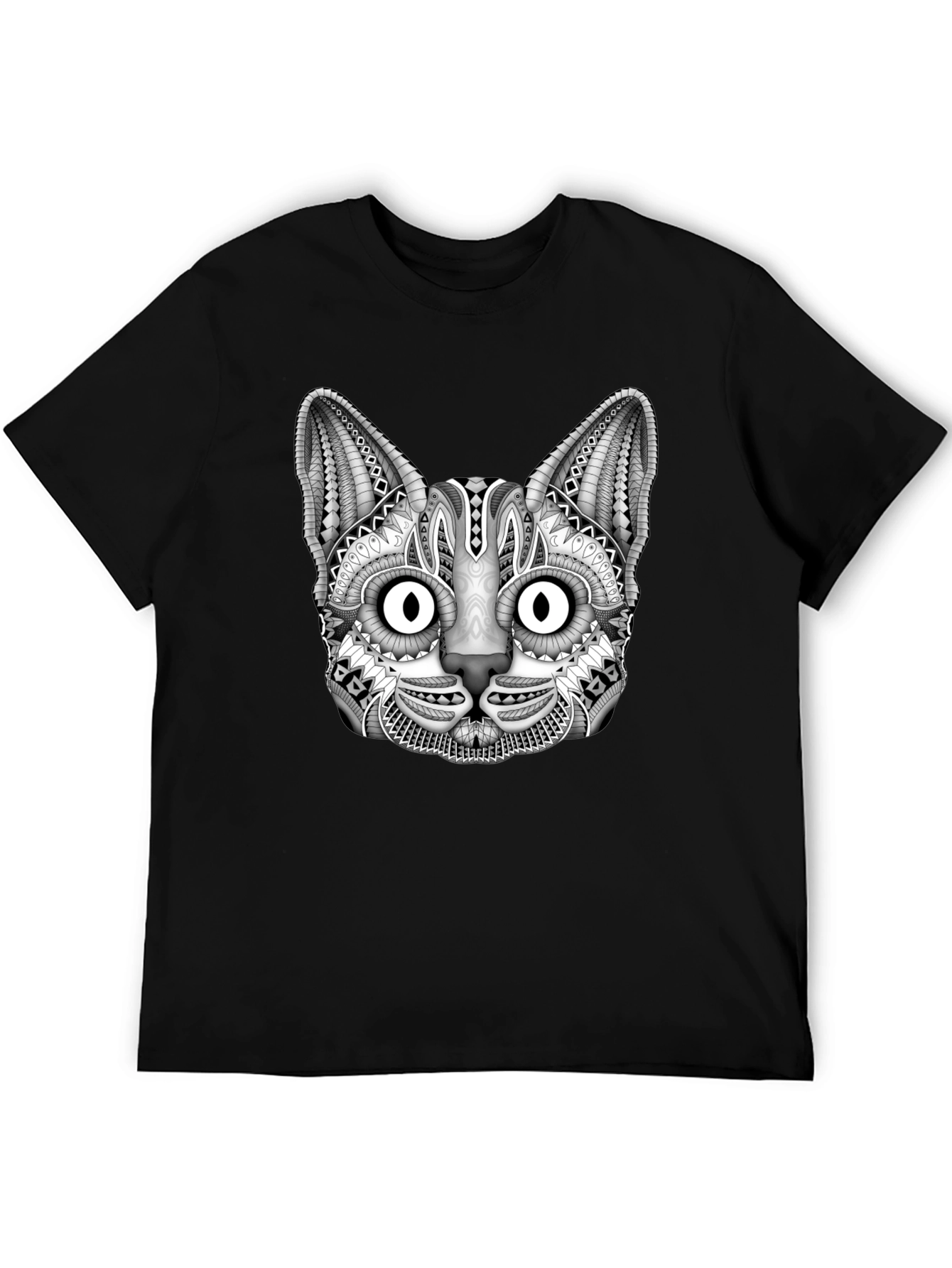 Black Cat Graphic Print Mens T-Shirt
