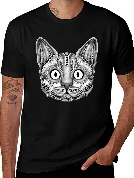 Black Cat Graphic Print Mens T-Shirt