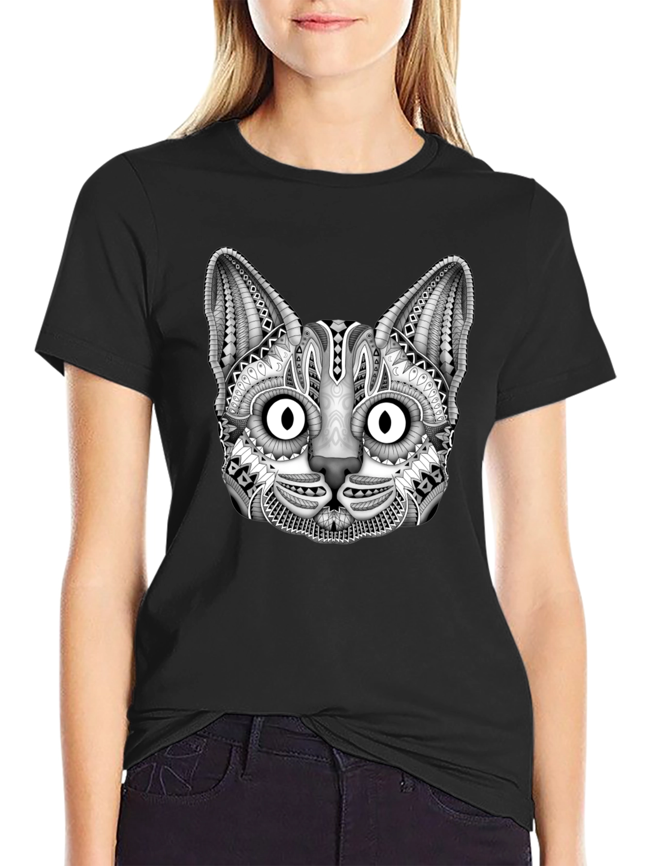 Black Cat Graphic Print Mens T-Shirt