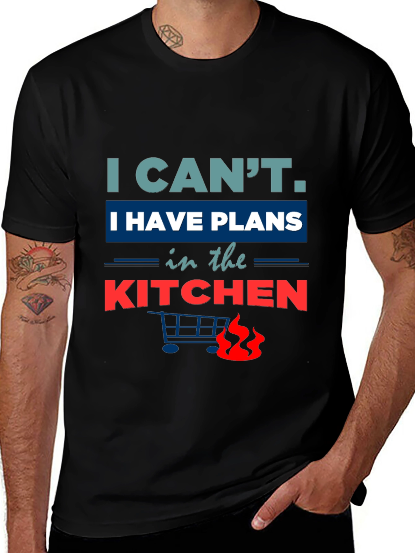 Funny Kitchen Plans Graphic Tee - Black