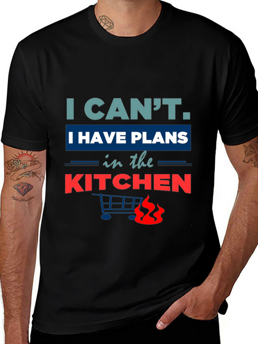 Funny Kitchen Plans Graphic Tee - Black