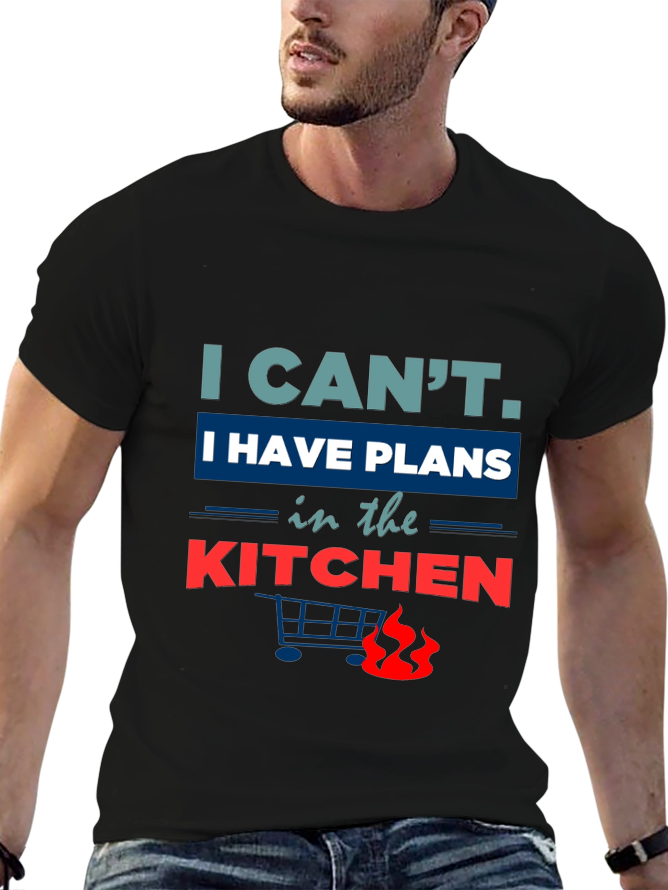 Funny Kitchen Plans Graphic Tee - Black