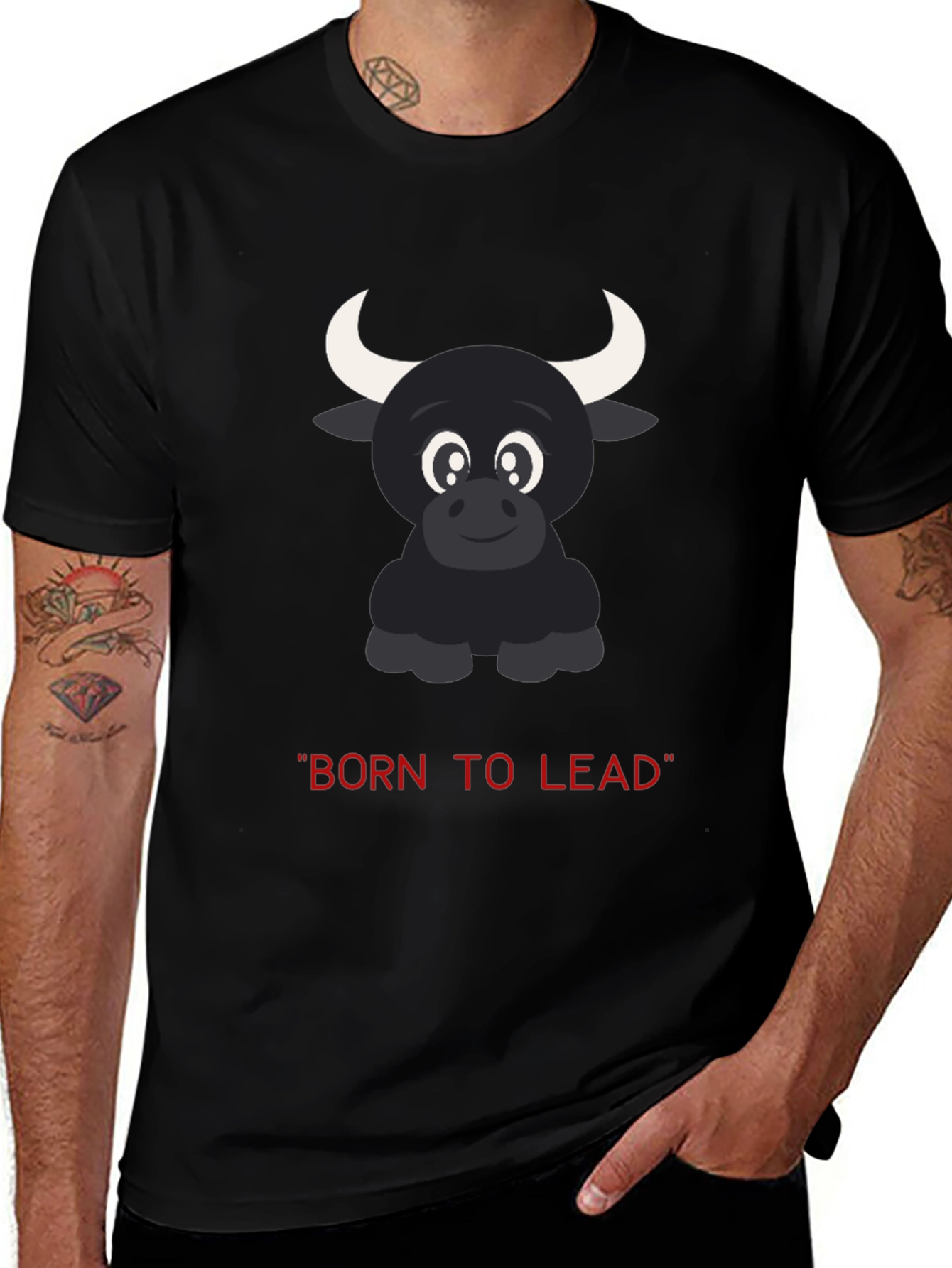 Born to Lead: Bull Graphic Black T-Shirt