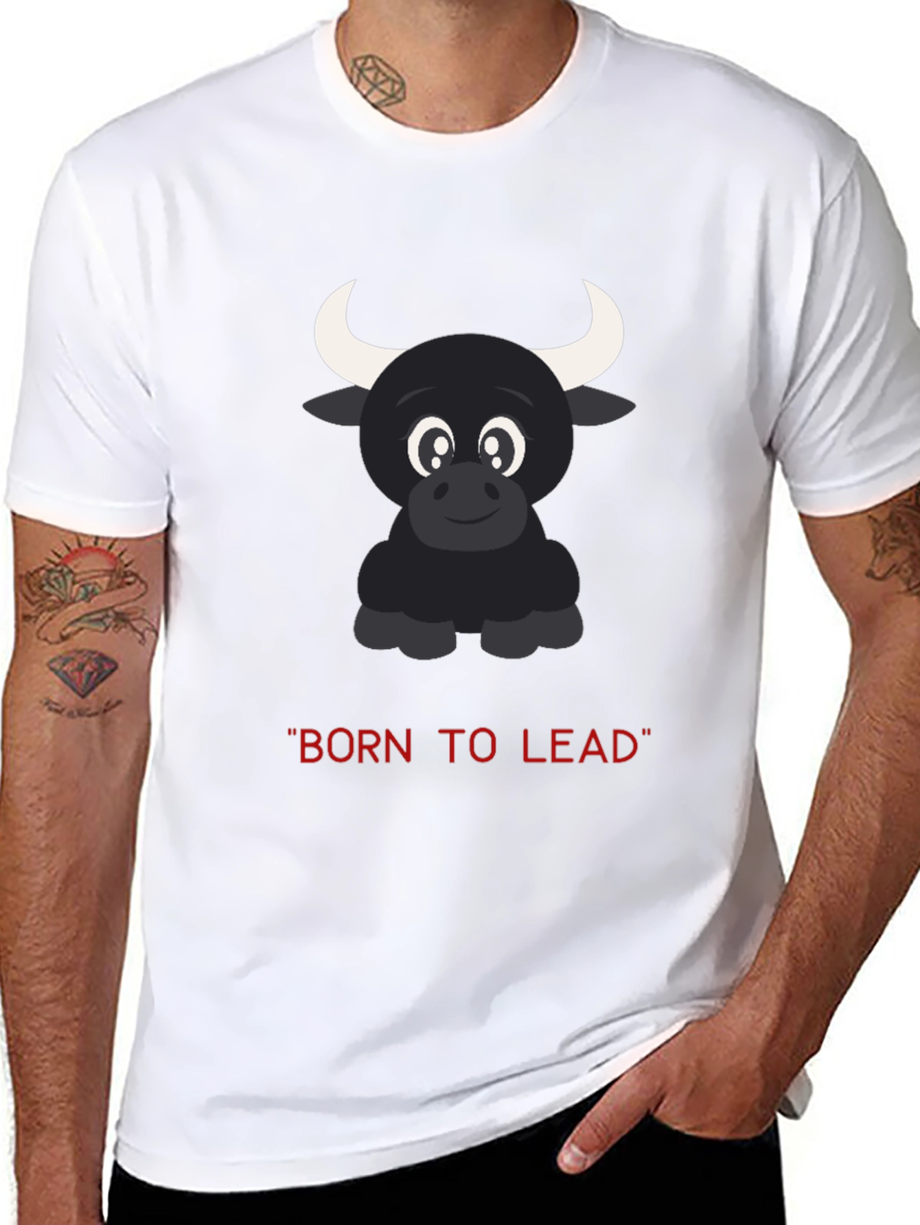 Born to Lead: Bull Graphic Black T-Shirt