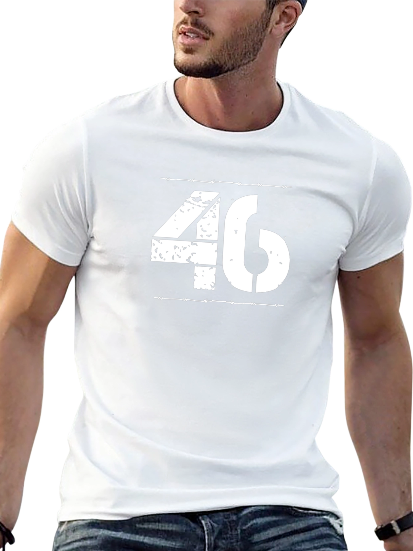 Distressed 46 Graphic Tee - Black Cotton Blend