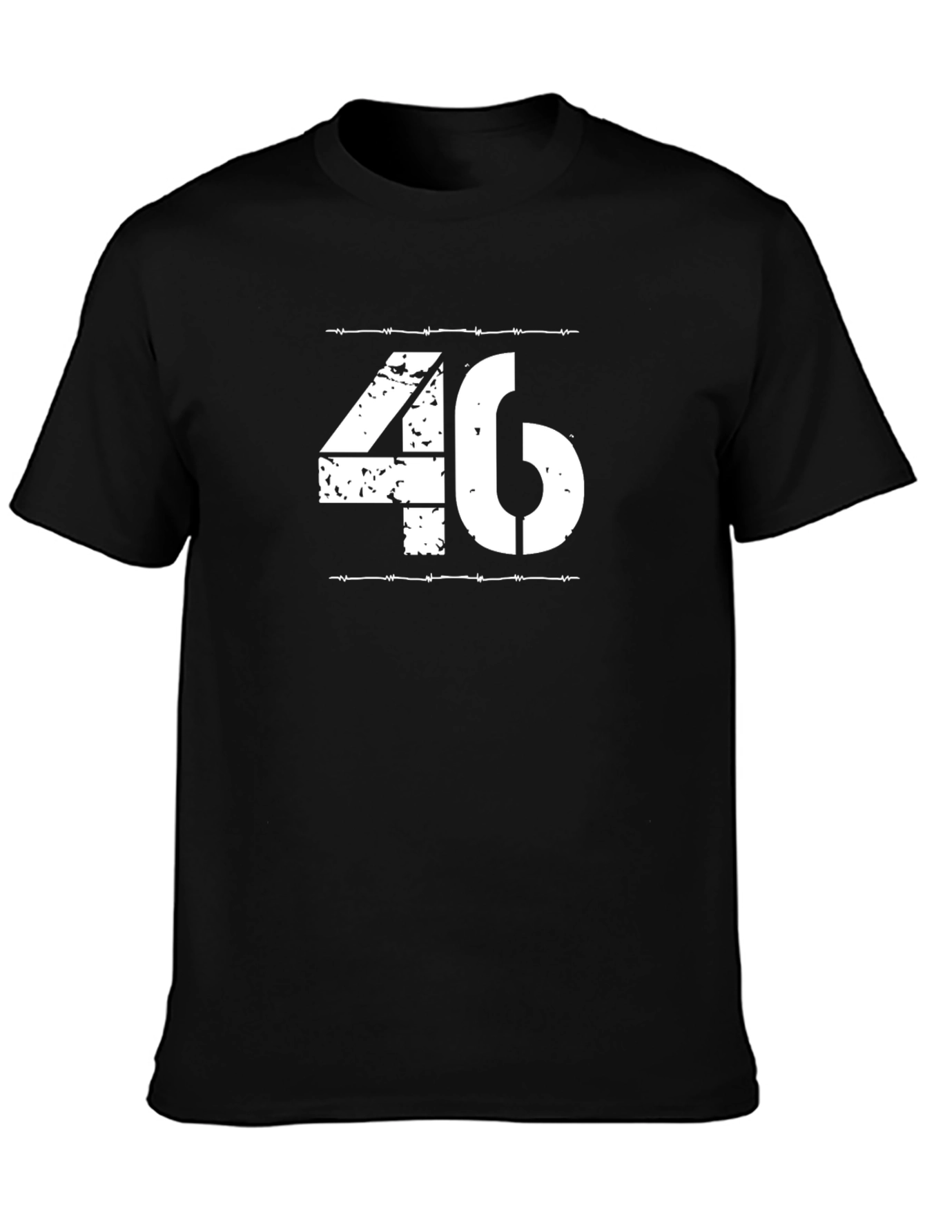 Distressed 46 Graphic Tee - Black Cotton Blend