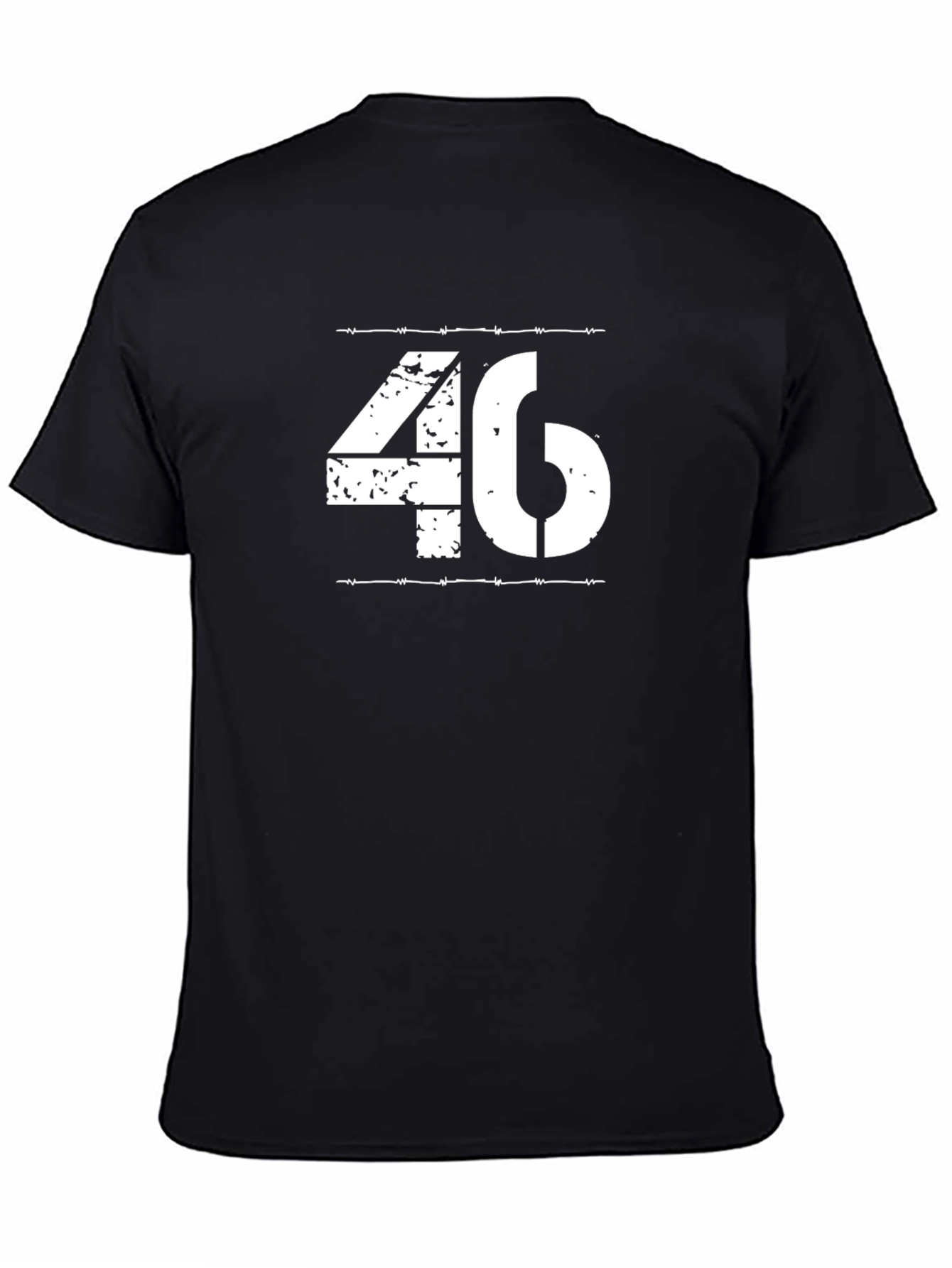 Distressed 46 Graphic Tee - Black Cotton Blend