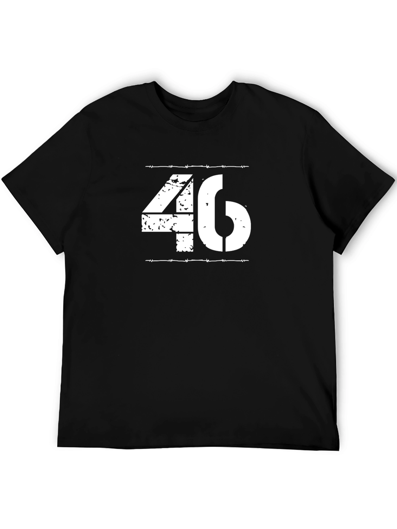 Distressed 46 Graphic Tee - Black Cotton Blend