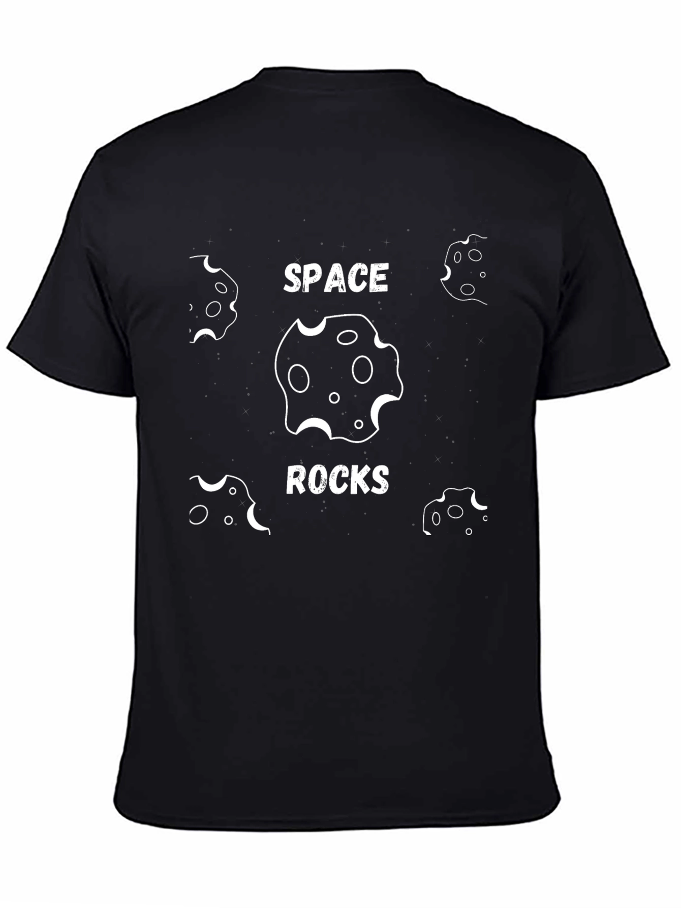 Space Rocks Graphic Tee - Black Cotton T-Shirt