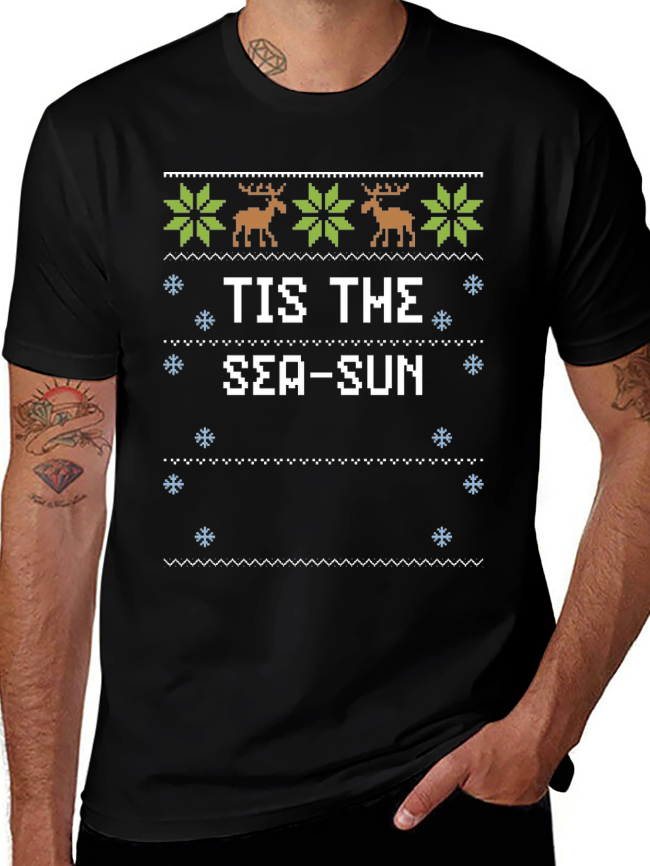 Tis the Sea-Sun Ugly Christmas T-Shirt