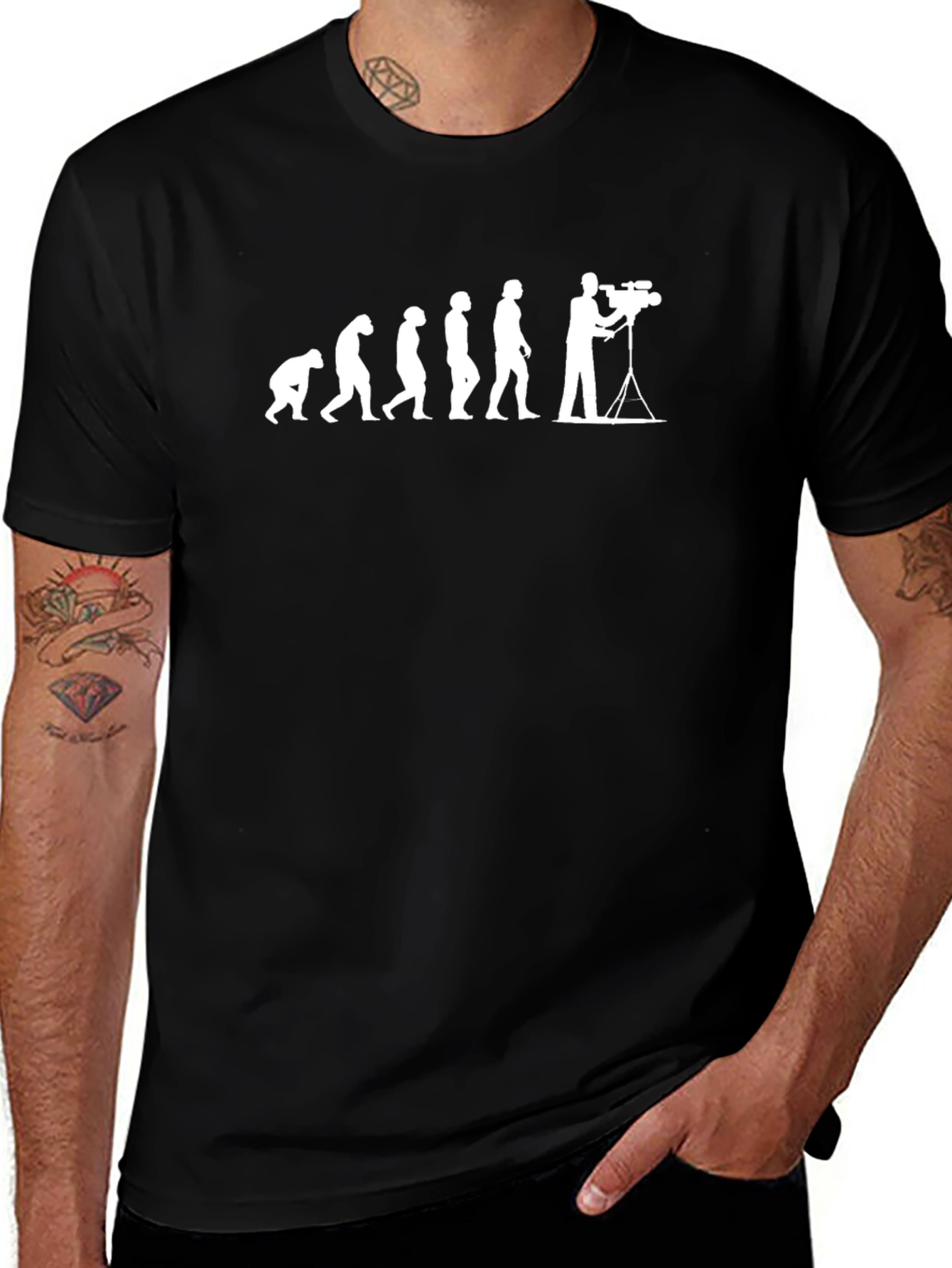 Cameraman Evolution Graphic T-Shirt - Black