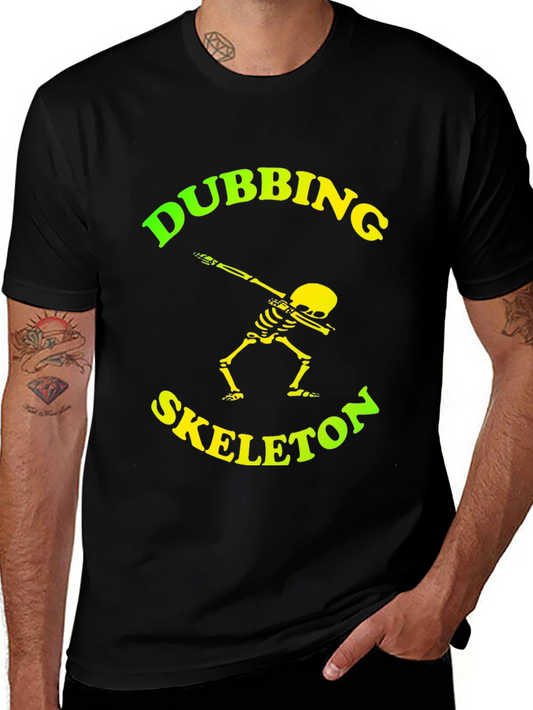 Dabbing Skeleton Graphic Tee - Trendy Black T-Shirt