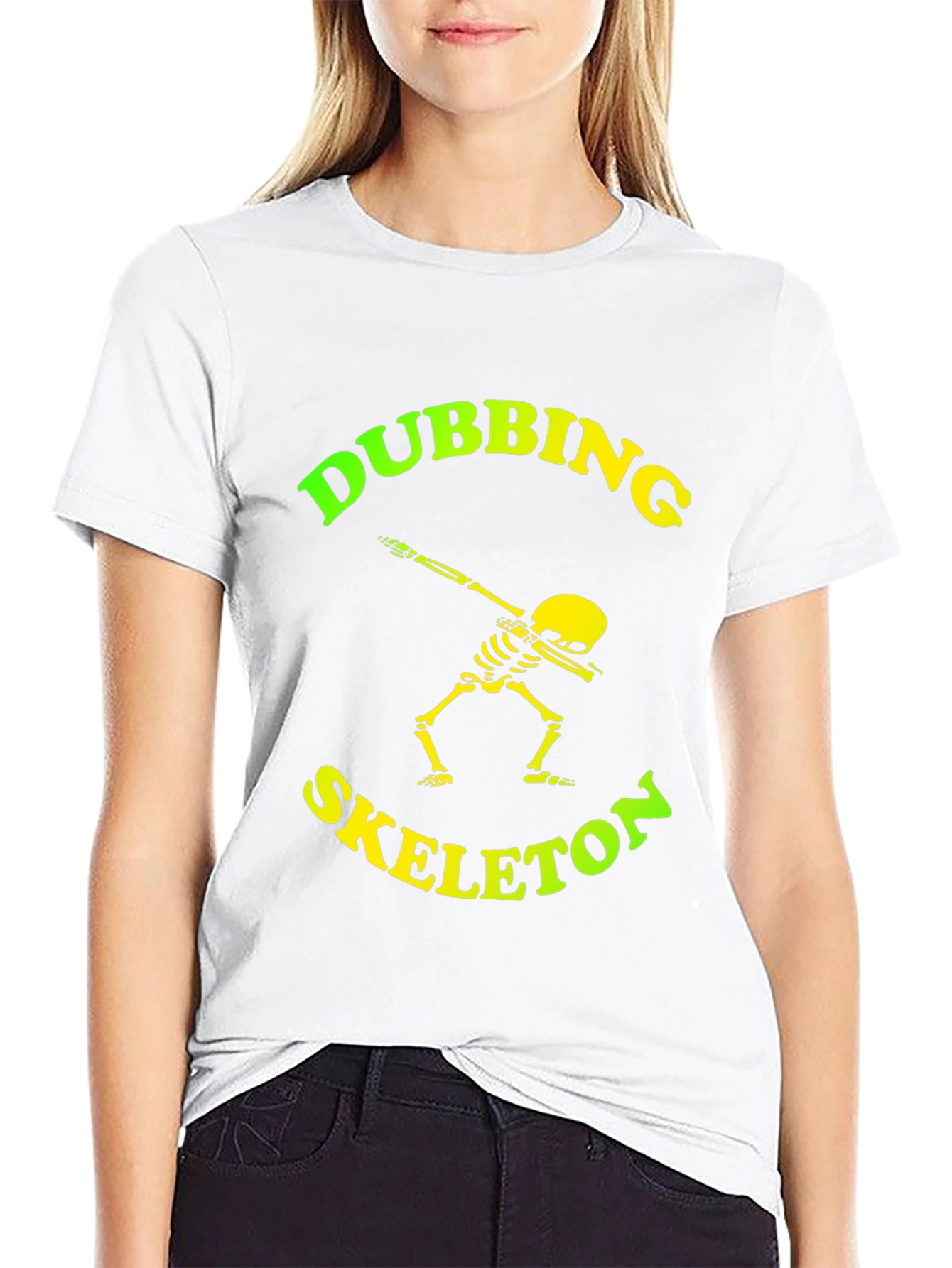 Dabbing Skeleton Graphic Tee - Trendy Black T-Shirt