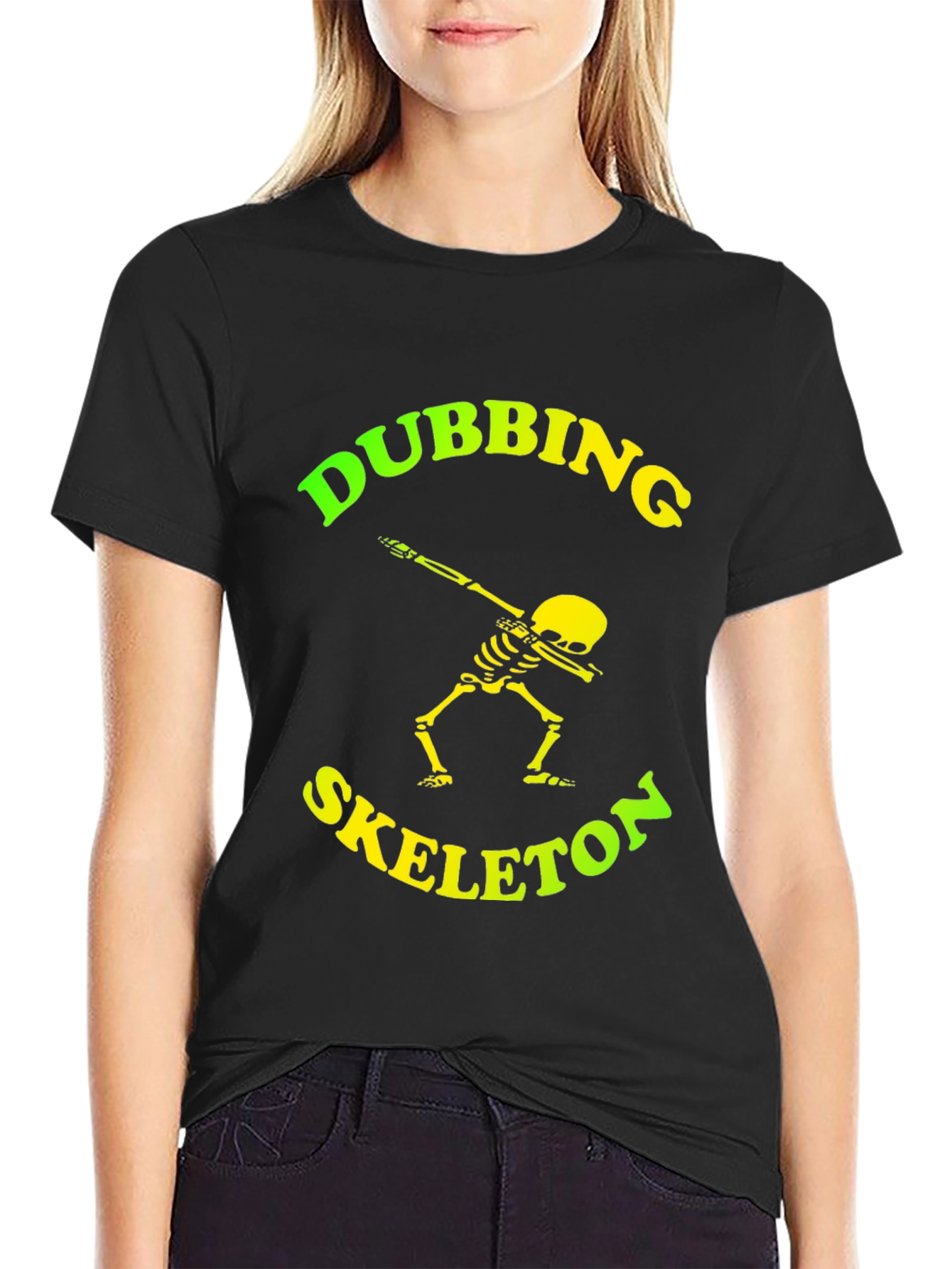 Dabbing Skeleton Graphic Tee - Trendy Black T-Shirt