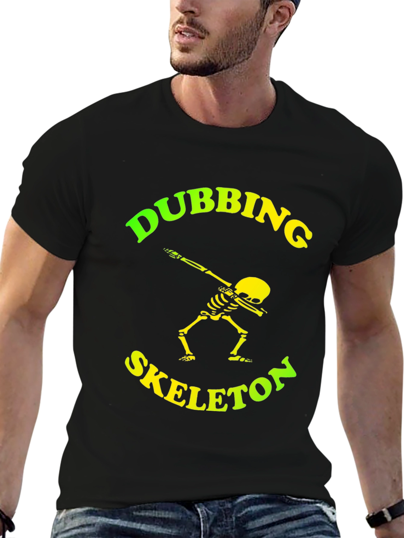 Dabbing Skeleton Graphic Tee - Trendy Black T-Shirt