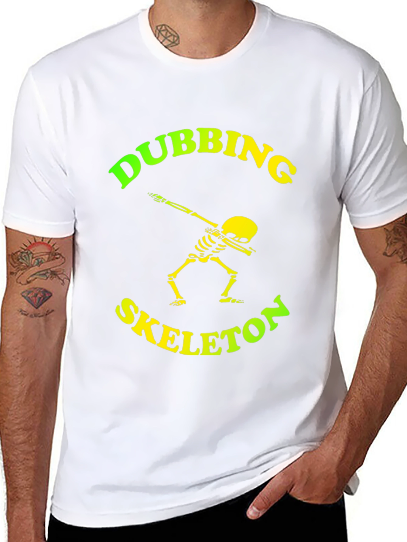 Dabbing Skeleton Graphic Tee - Trendy Black T-Shirt