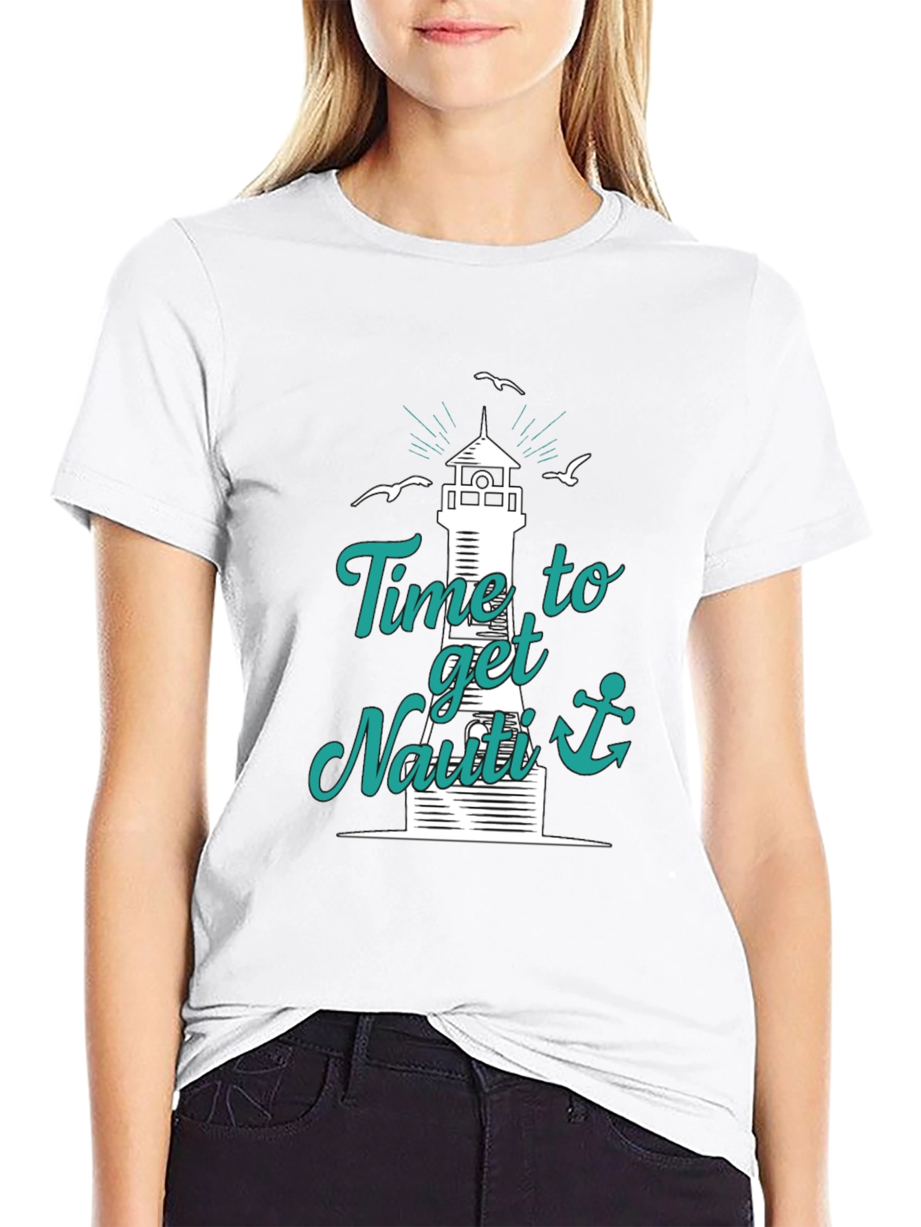 Nautical T-Shirt: Time to Get Nauti Lighthouse Design