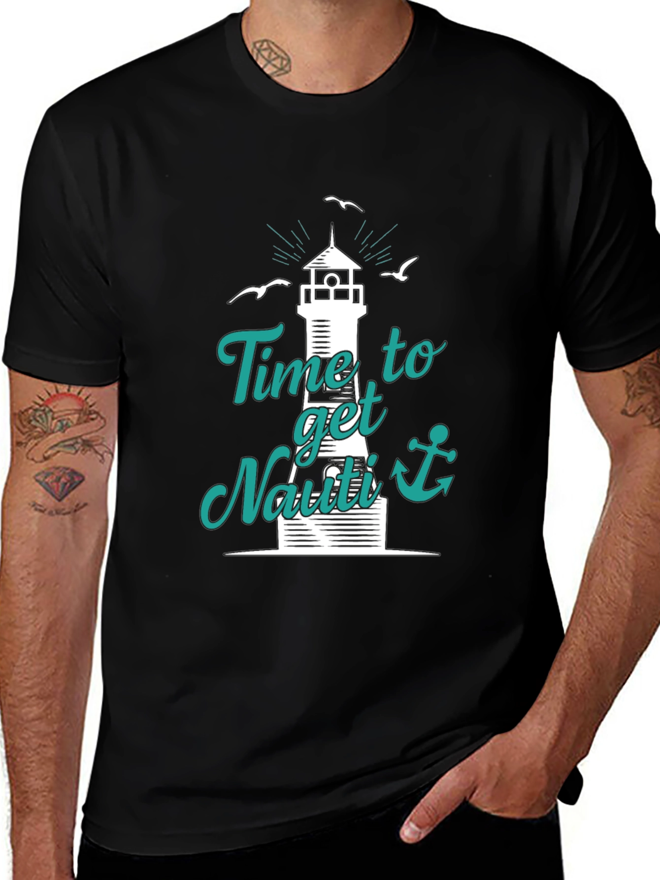 Nautical T-Shirt: Time to Get Nauti Lighthouse Design