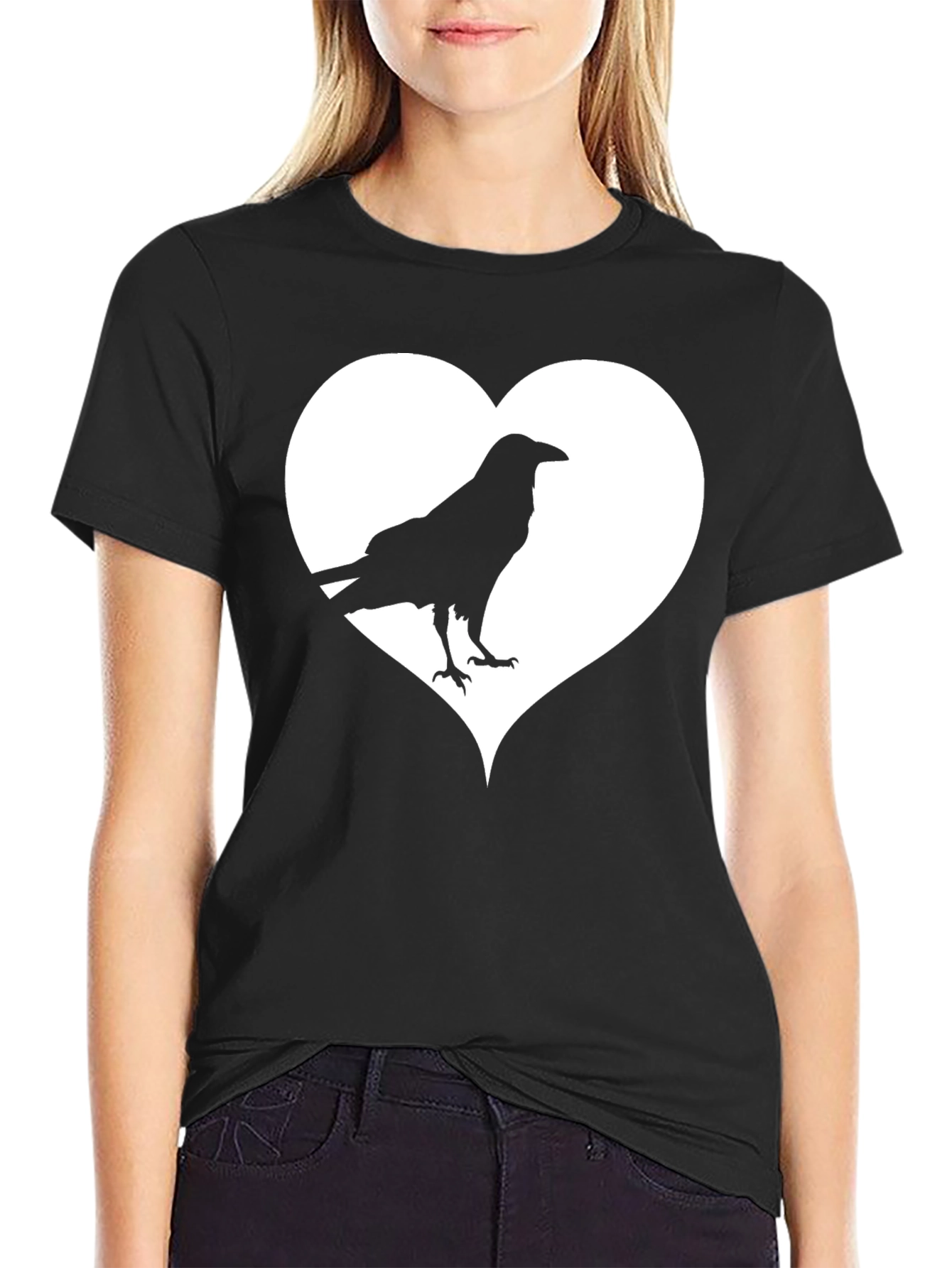 Raven Heart Graphic T-Shirt - Stylish Crow Tee