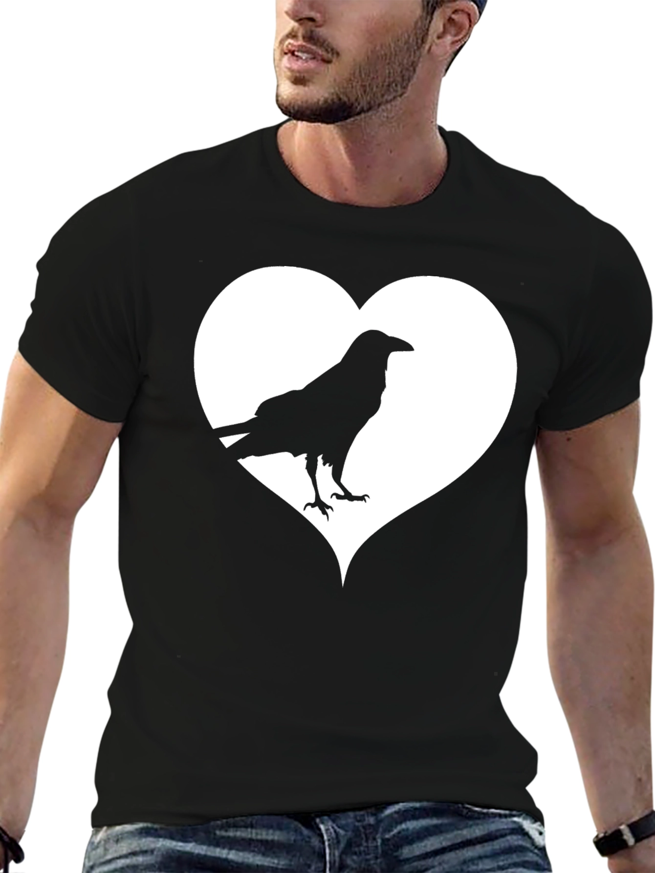 Raven Heart Graphic T-Shirt - Stylish Crow Tee
