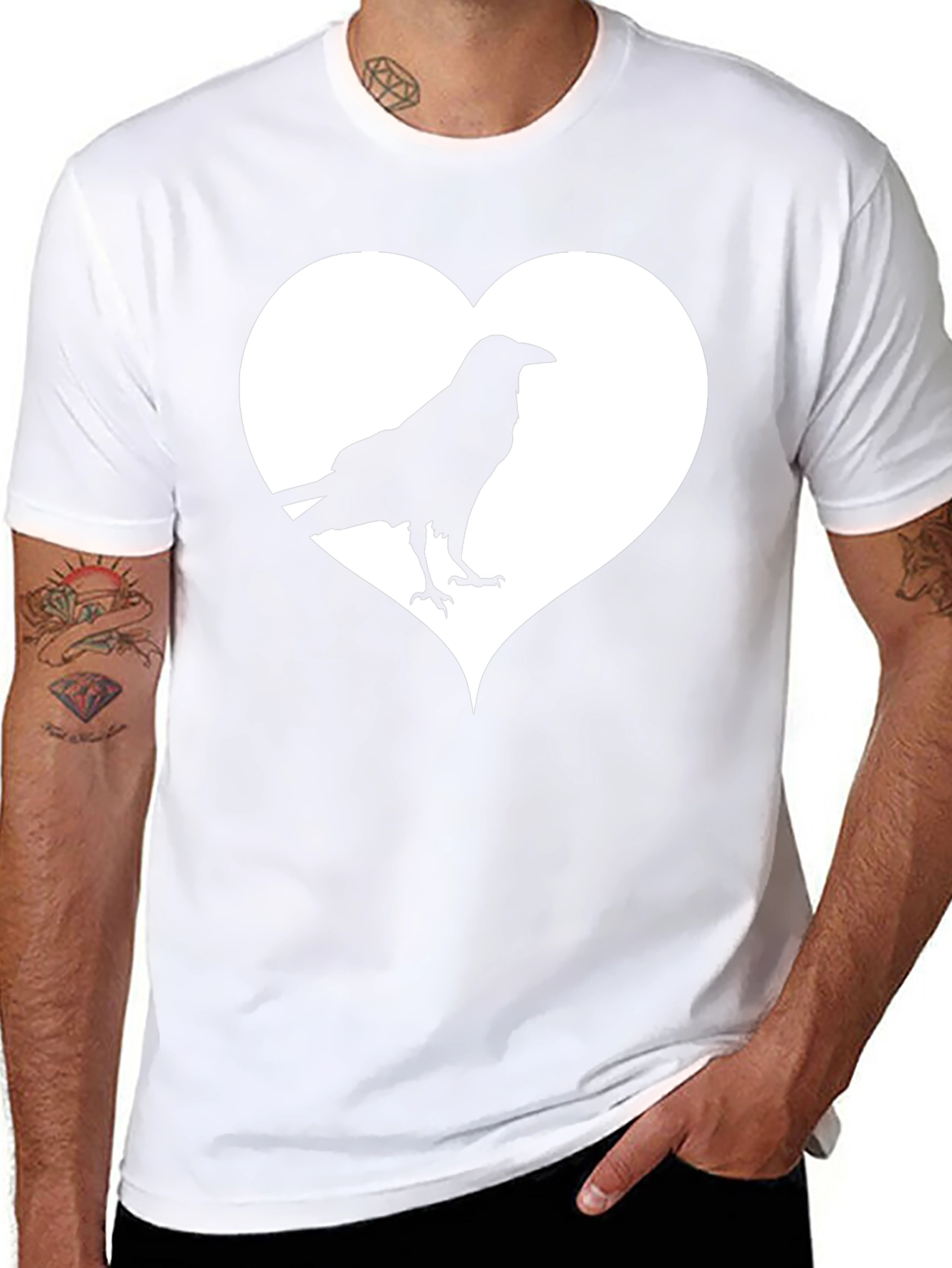 Raven Heart Graphic T-Shirt - Stylish Crow Tee