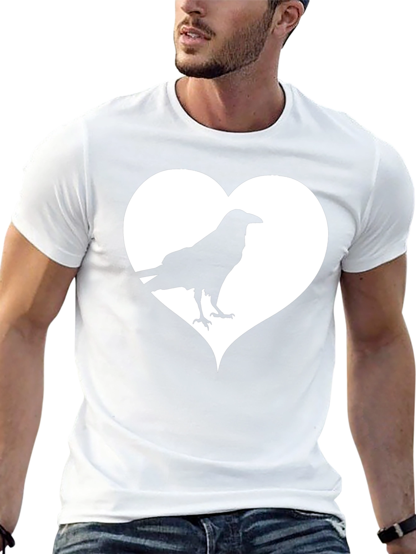Raven Heart Graphic T-Shirt - Stylish Crow Tee