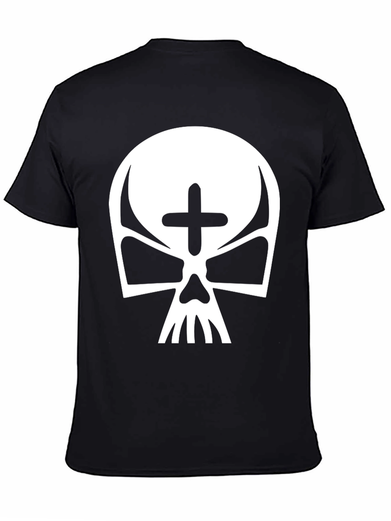 Skull with Cross T-Shirt - Gothic Style
