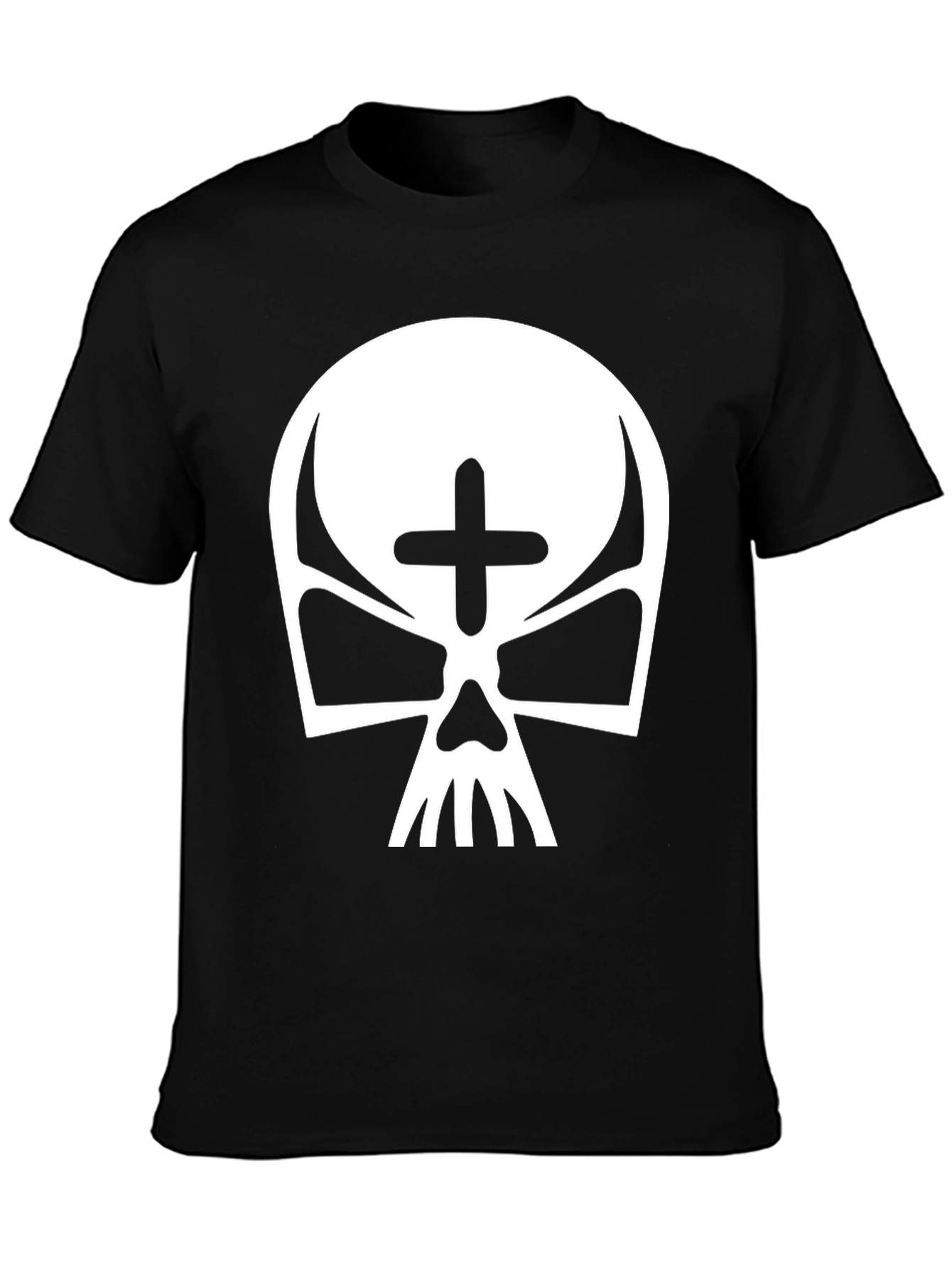 Skull with Cross T-Shirt - Gothic Style