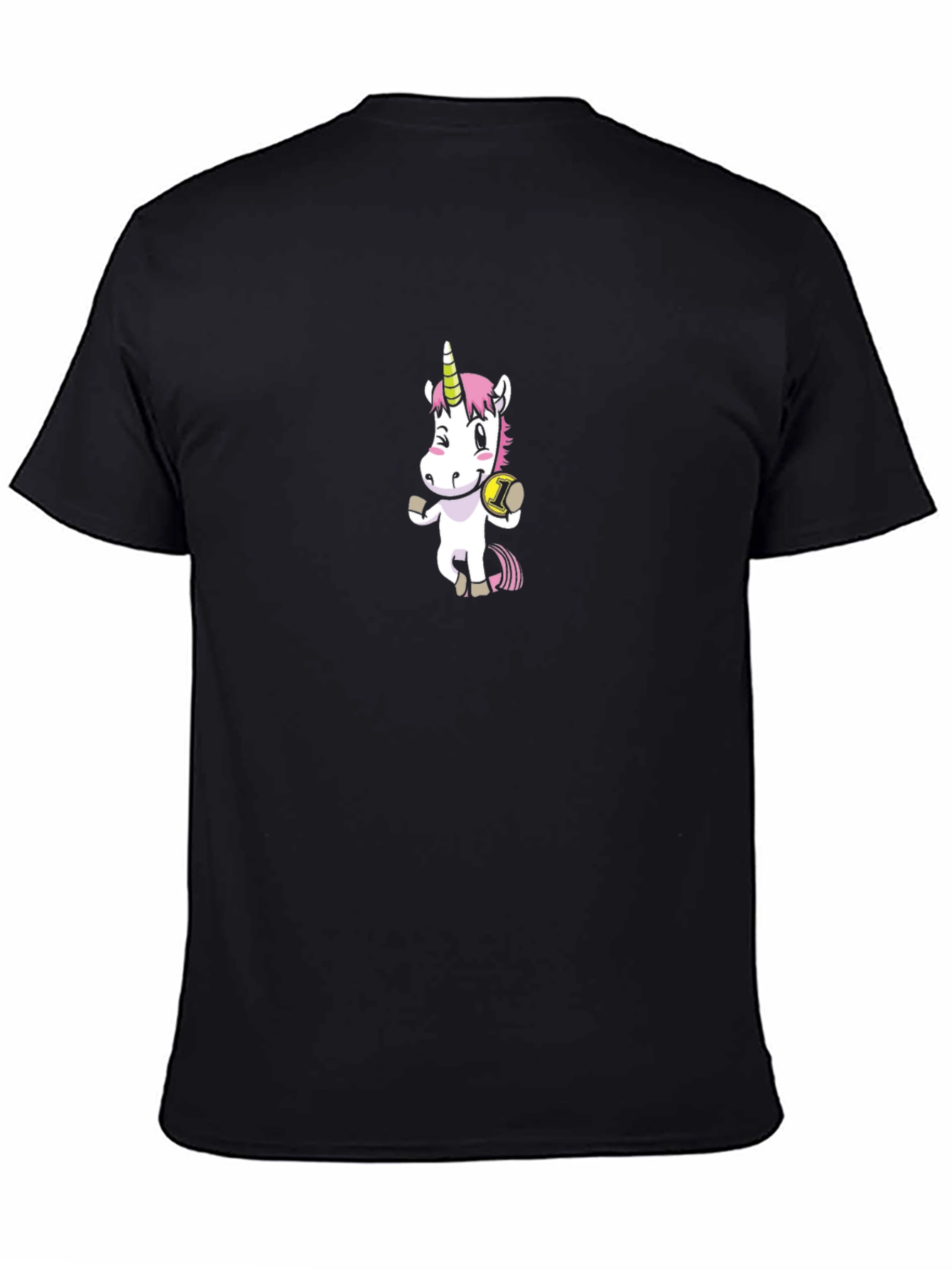 Unicorn with Ball Black T-Shirt