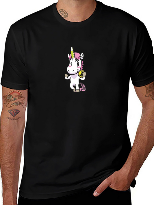 Unicorn with Ball Black T-Shirt