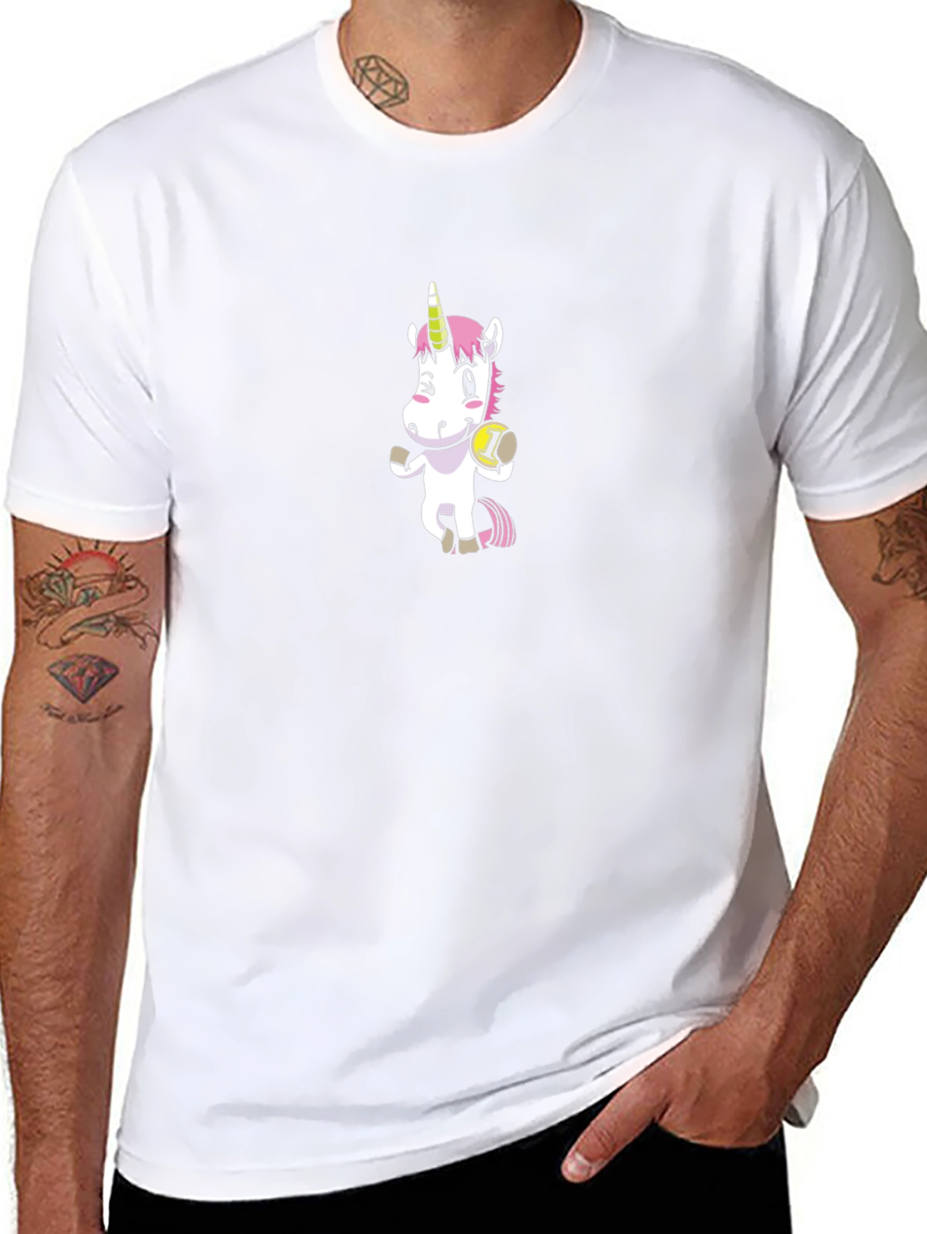 Unicorn with Ball Black T-Shirt
