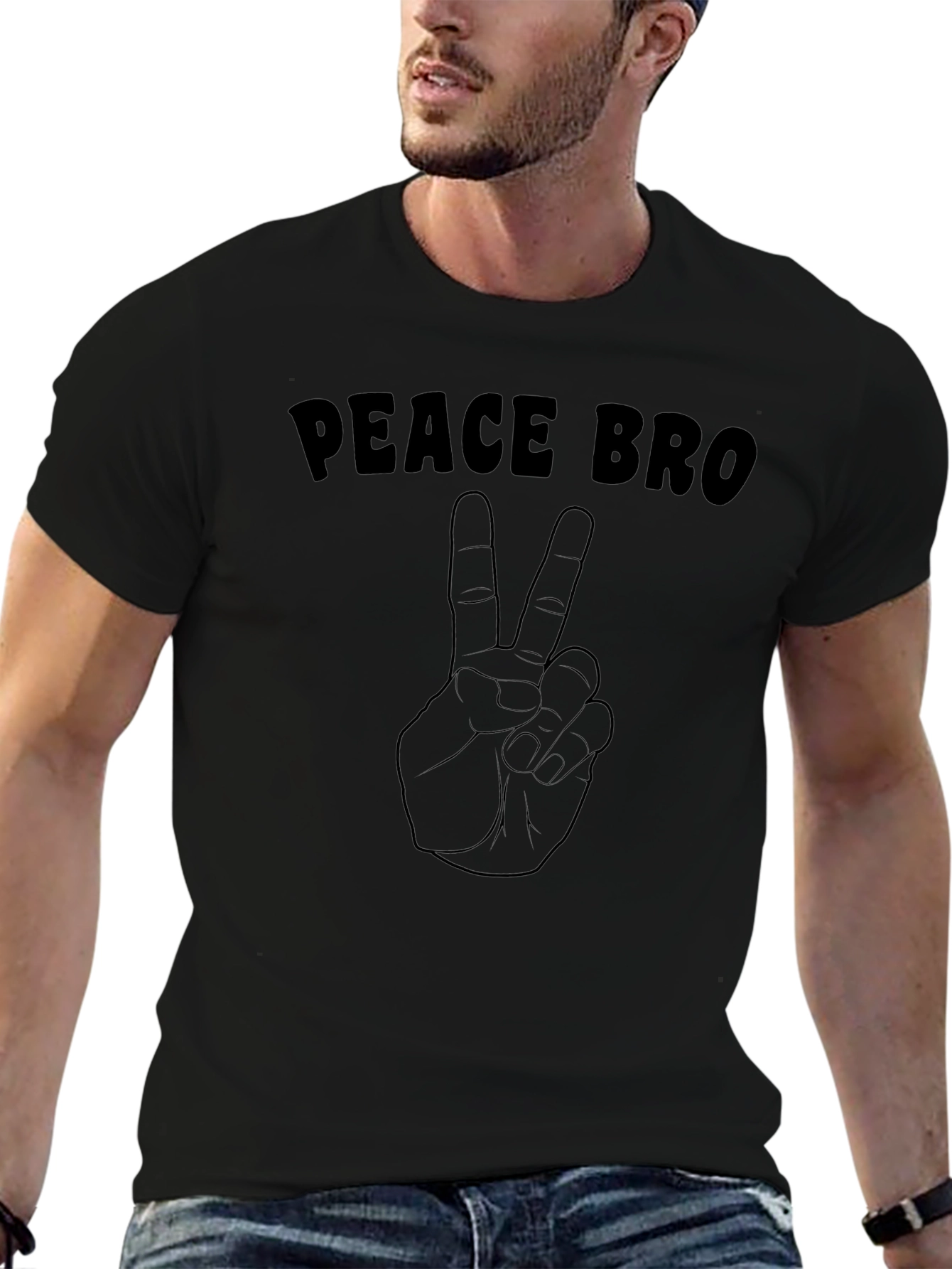 Peace Bro Graphic T-Shirt - Black