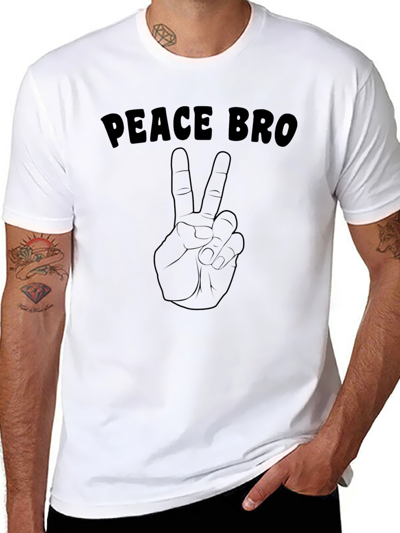 Peace Bro Graphic T-Shirt - Black