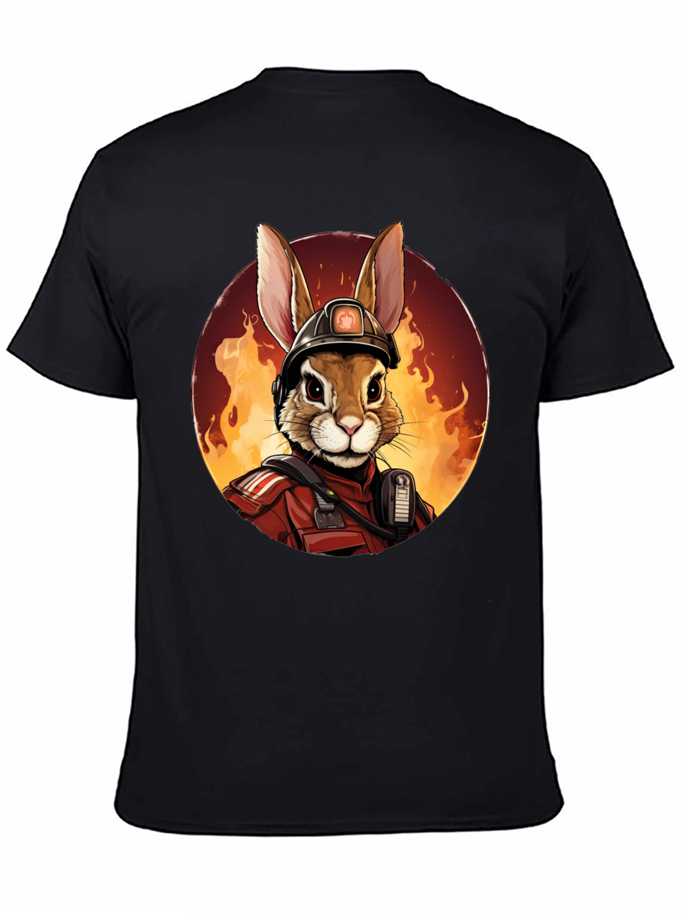 Rabbit Firefighter Graphic Tee - Black