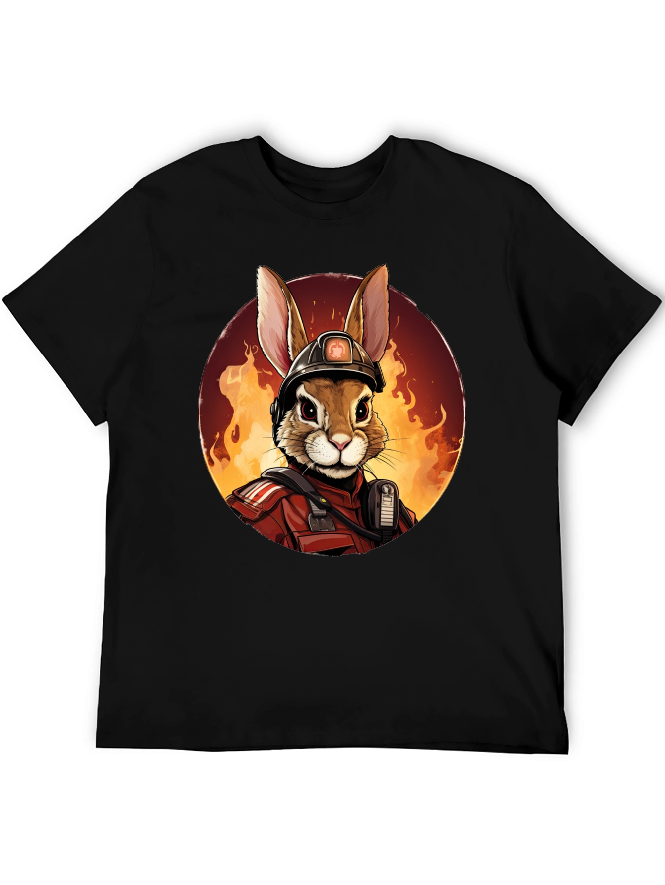 Rabbit Firefighter Graphic Tee - Black