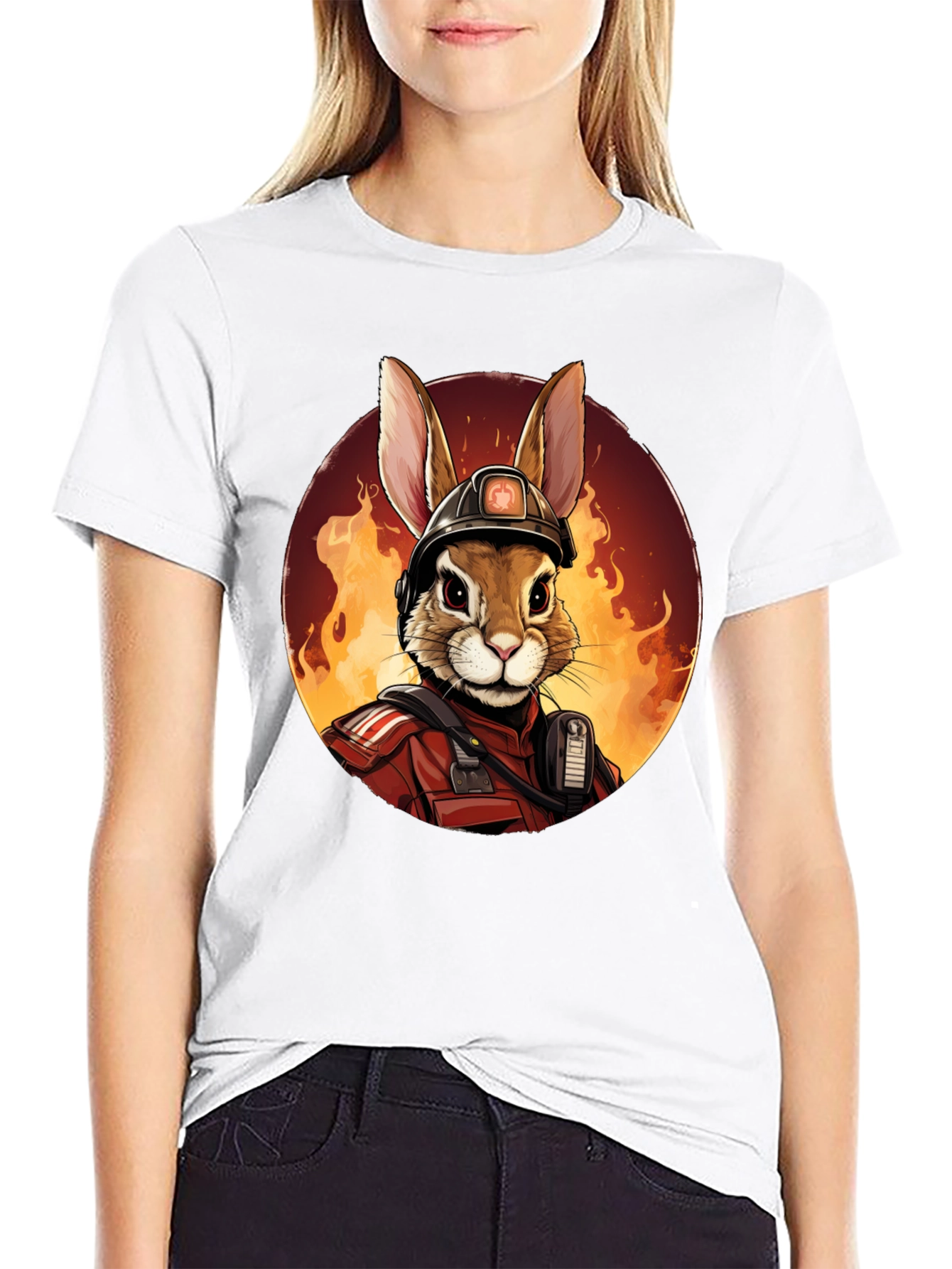 Rabbit Firefighter Graphic Tee - Black
