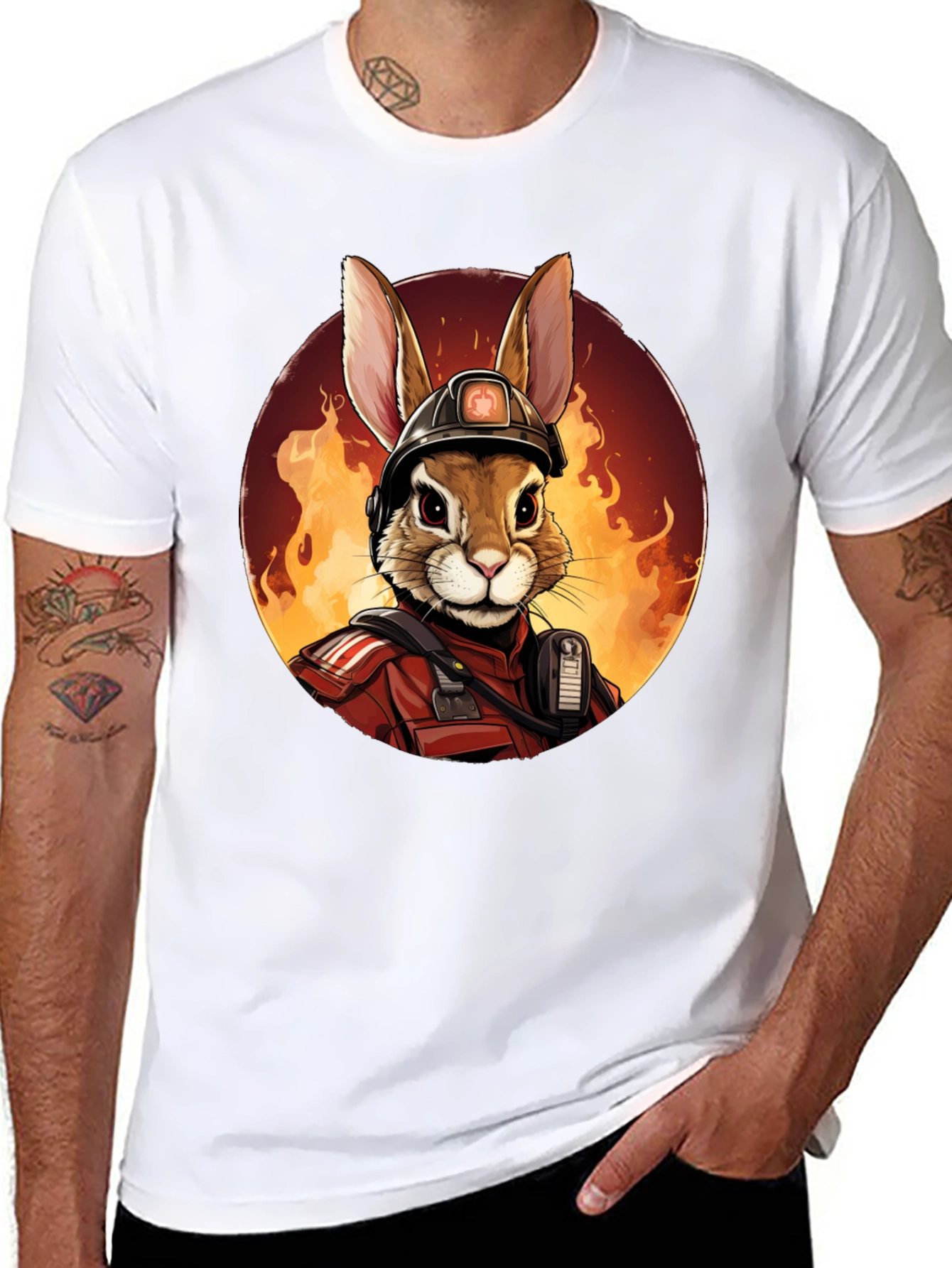 Rabbit Firefighter Graphic Tee - Black