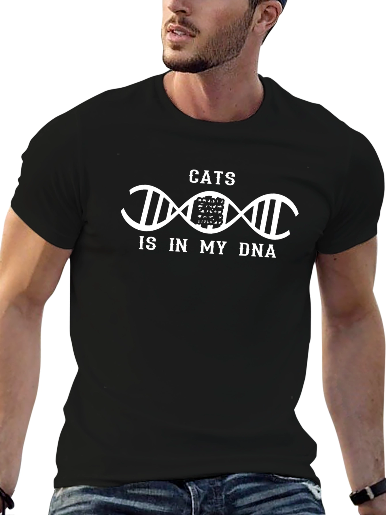 Cats DNA Black Graphic Tee